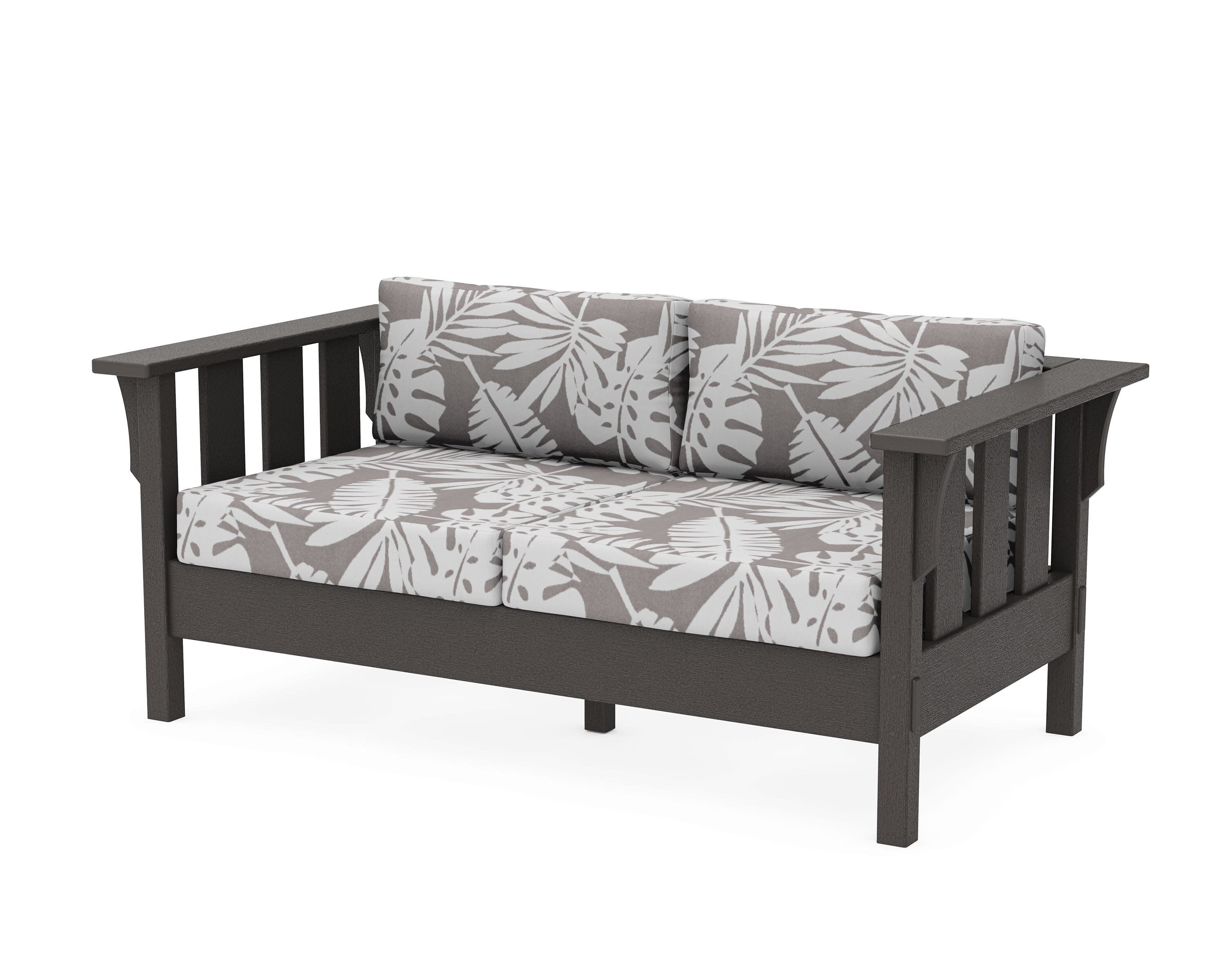 Acadia Deep Seating Loveseat in Vintage Coffee / Leaf Grey Mist