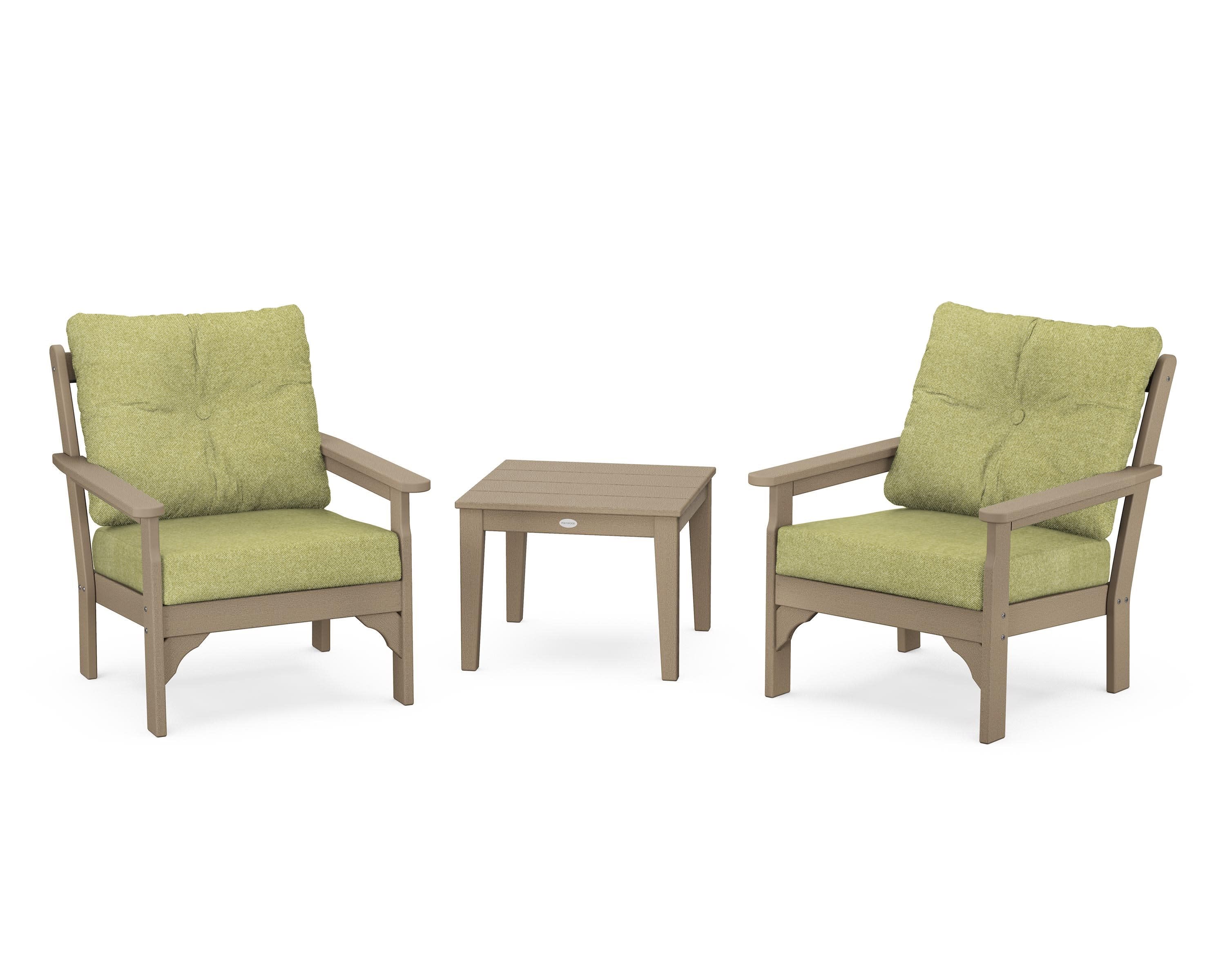 Vineyard 3-Piece Deep Seating Set in Vintage Sahara / Chartreuse Boucle