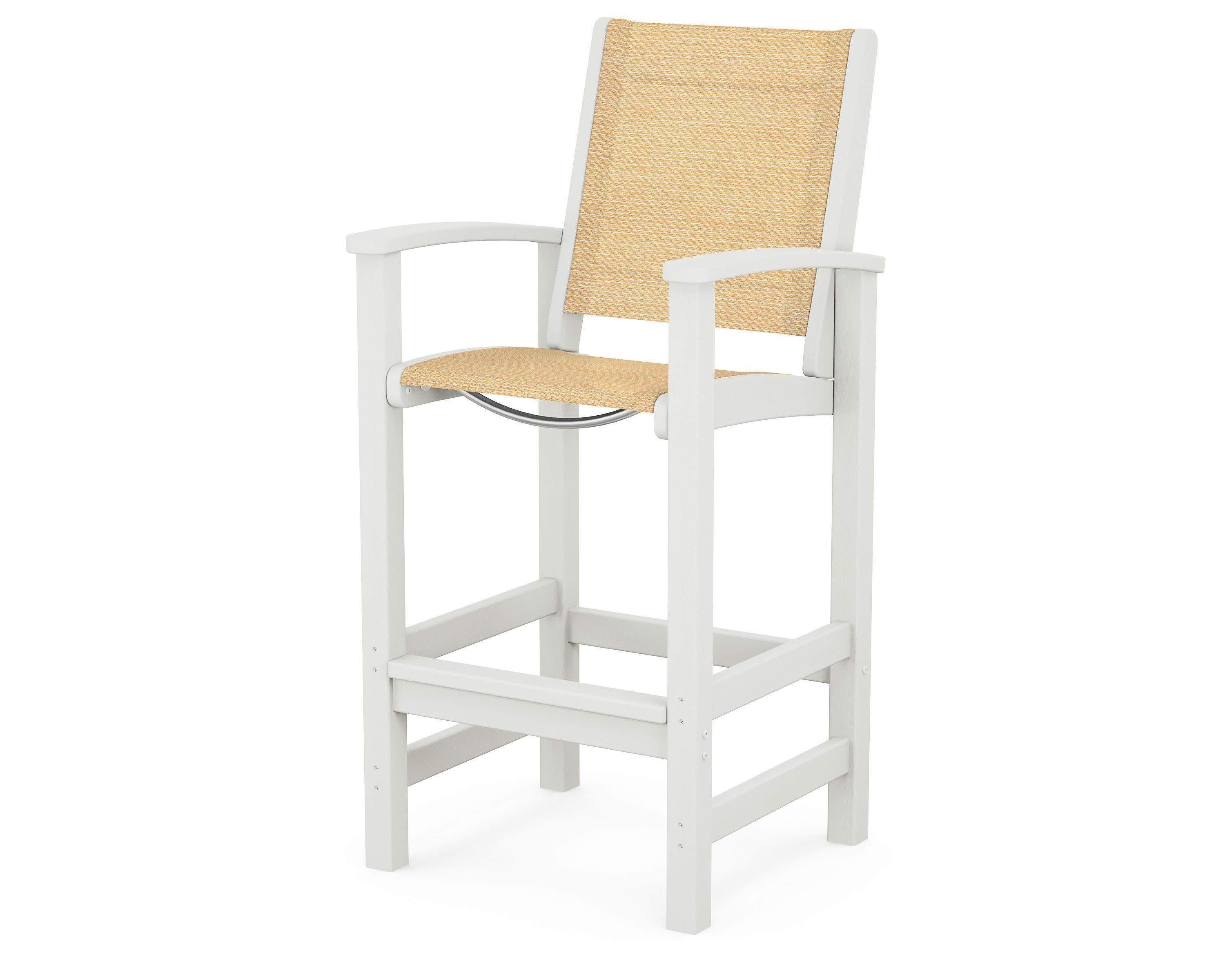 Coastal Bar Chair in Vintage White / Dupioni Apricot Sling