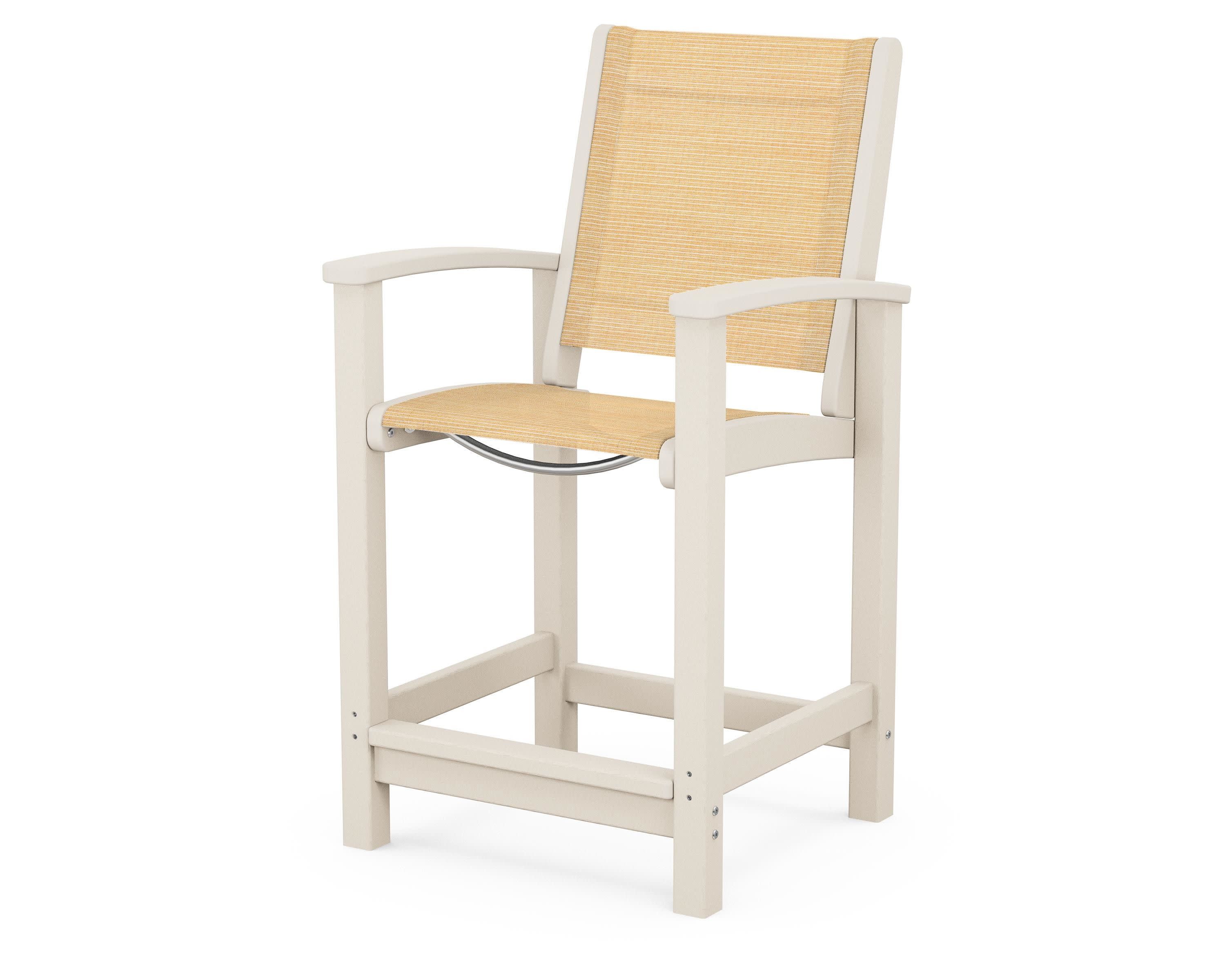 Coastal Counter Chair in Sand / Dupioni Apricot Sling