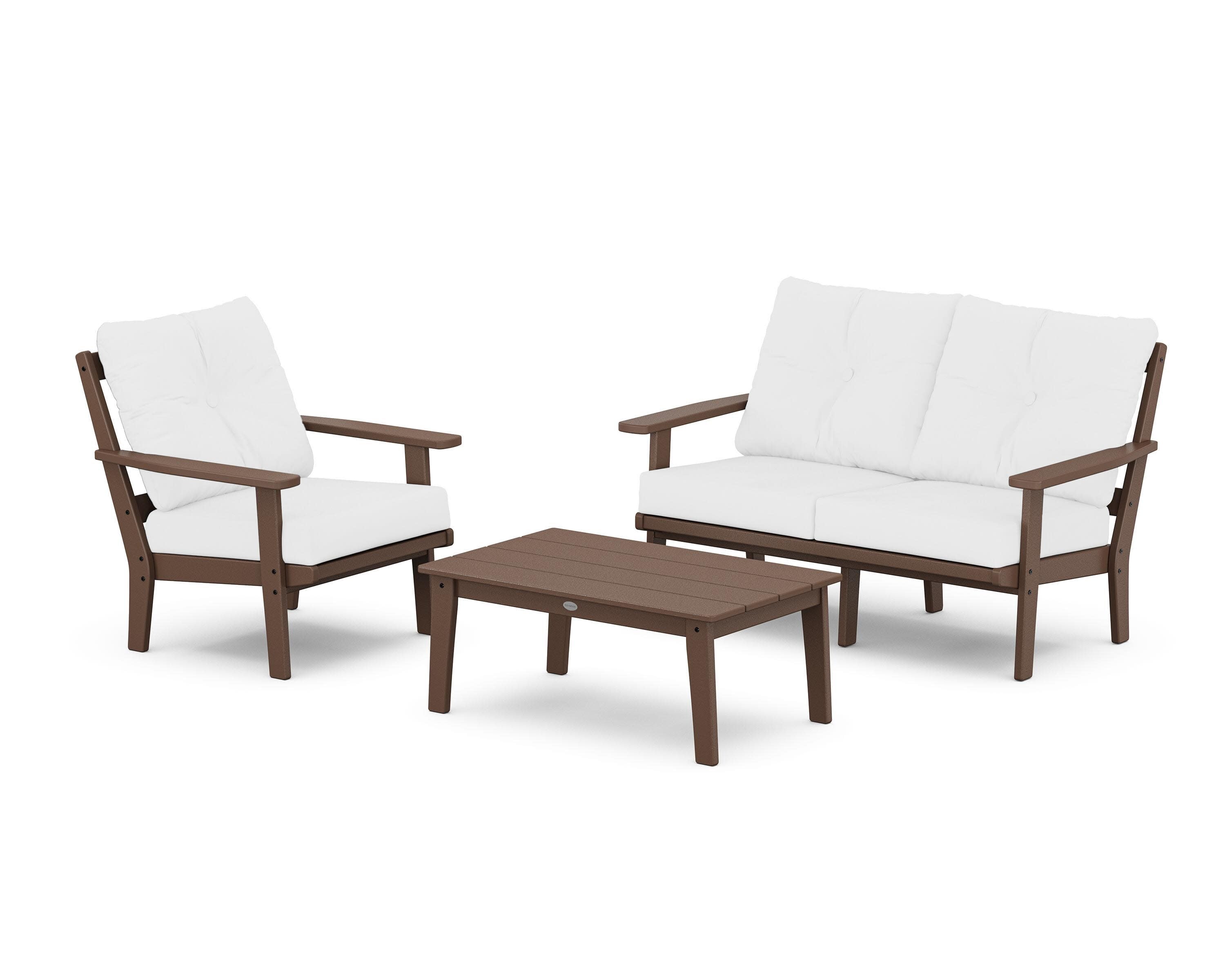 Prairie 3-Piece Deep Seating Set with Loveseat in Mahogany / Natural