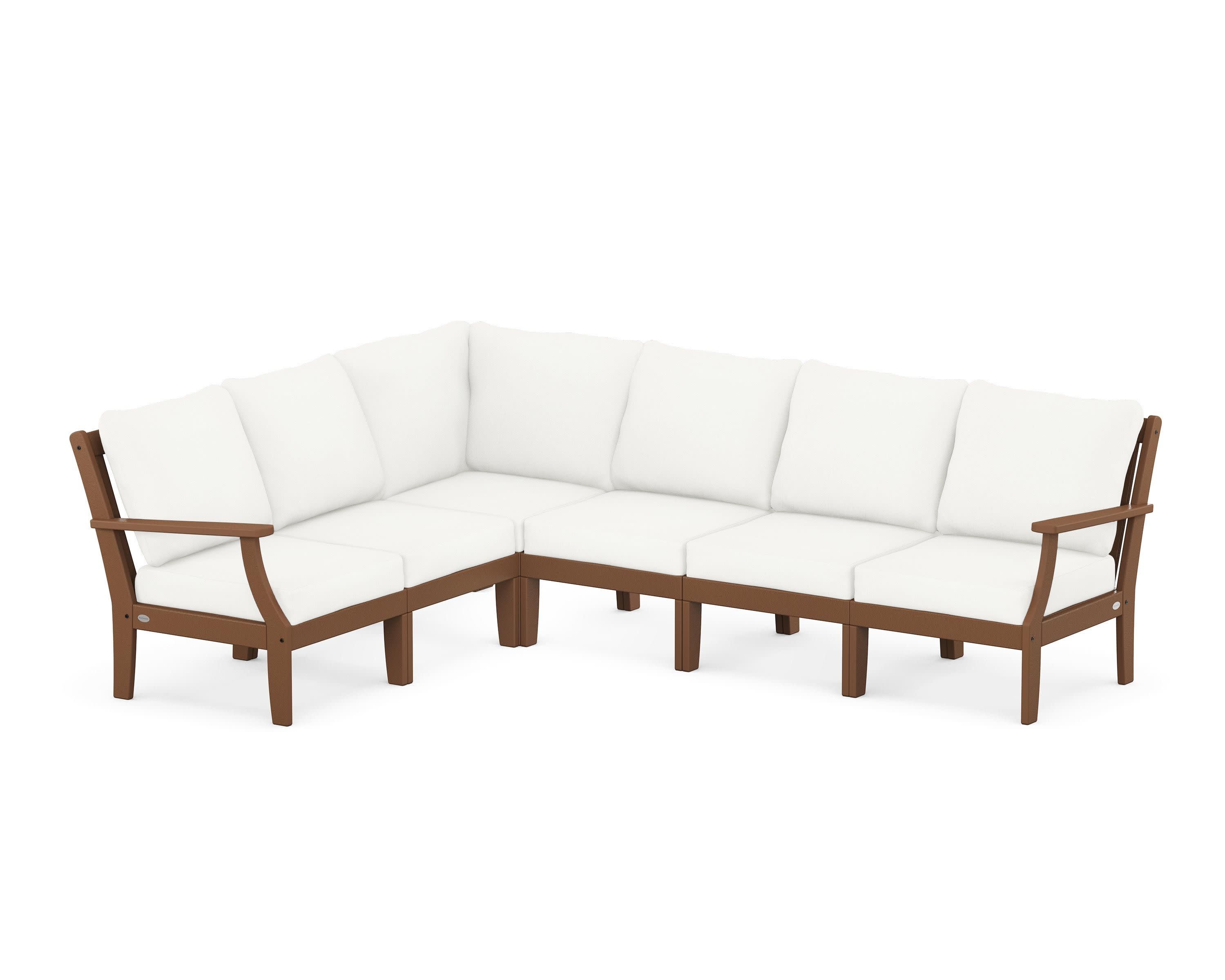 Braxton Modular 6-Piece Deep Seating Set in Teak / Natural Linen