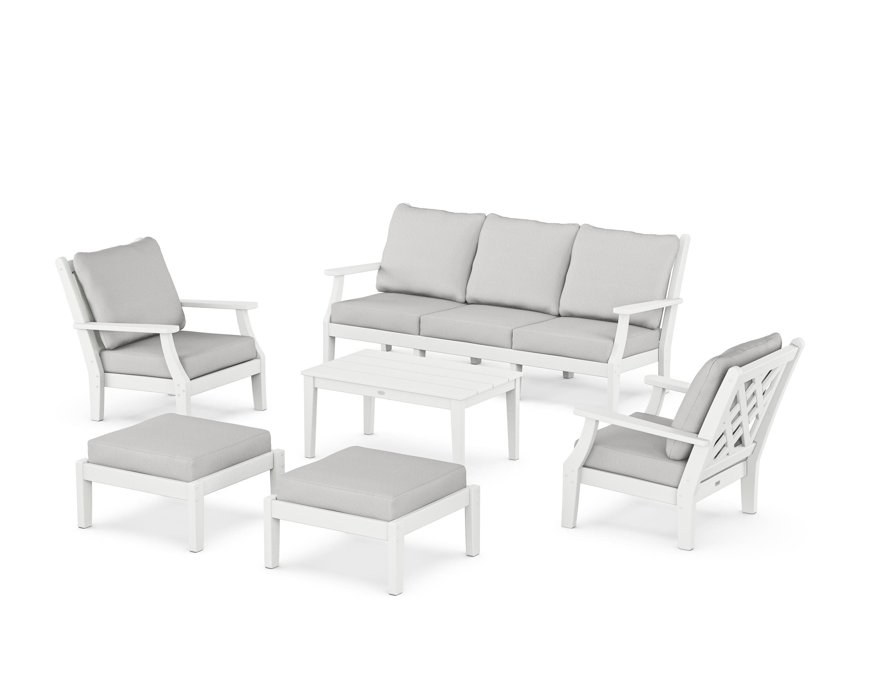 Wovendale 6-Piece Lounge Sofa Set in White / Diamond in the Rough