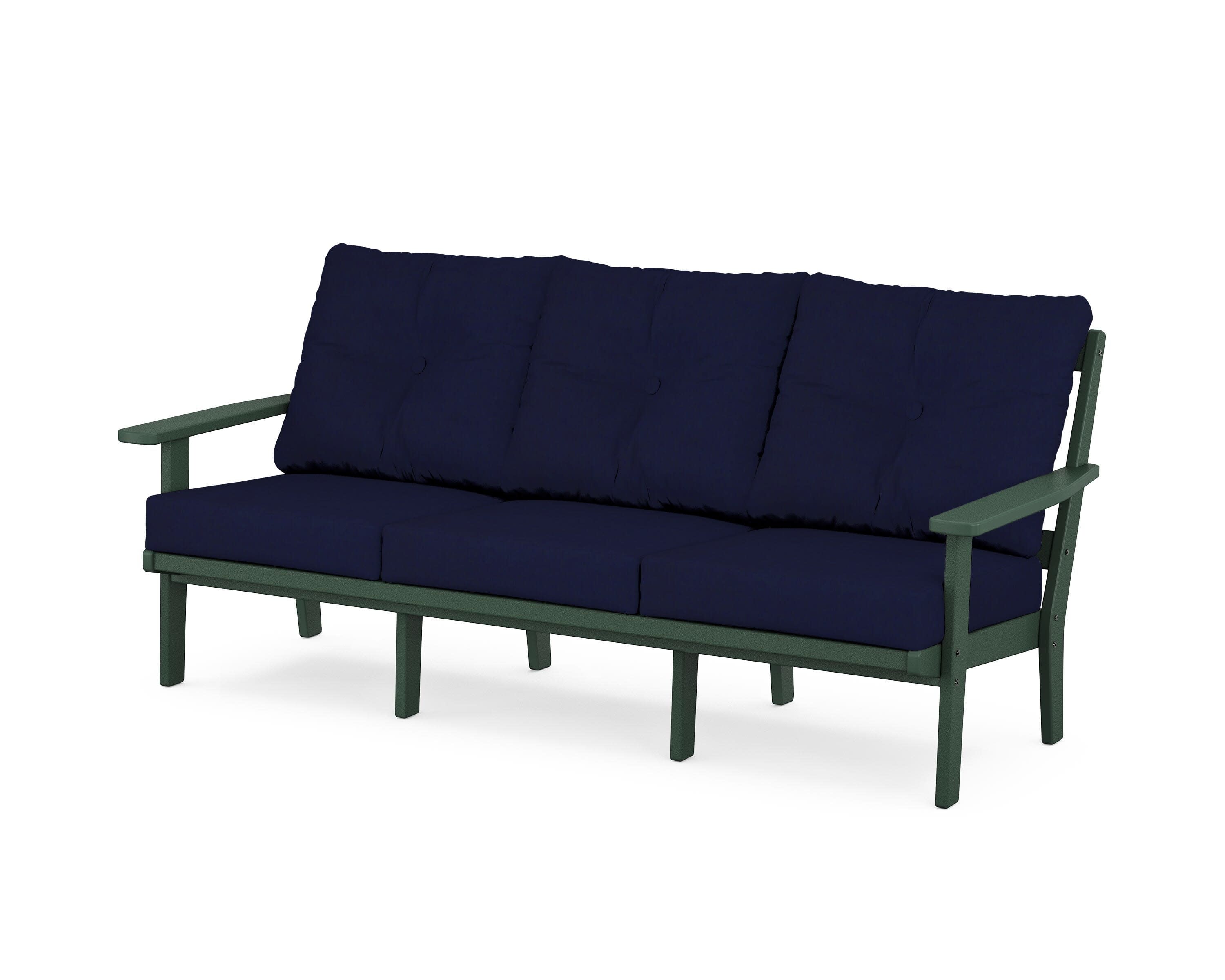 Oxford Deep Seating Sofa in Green / Navy