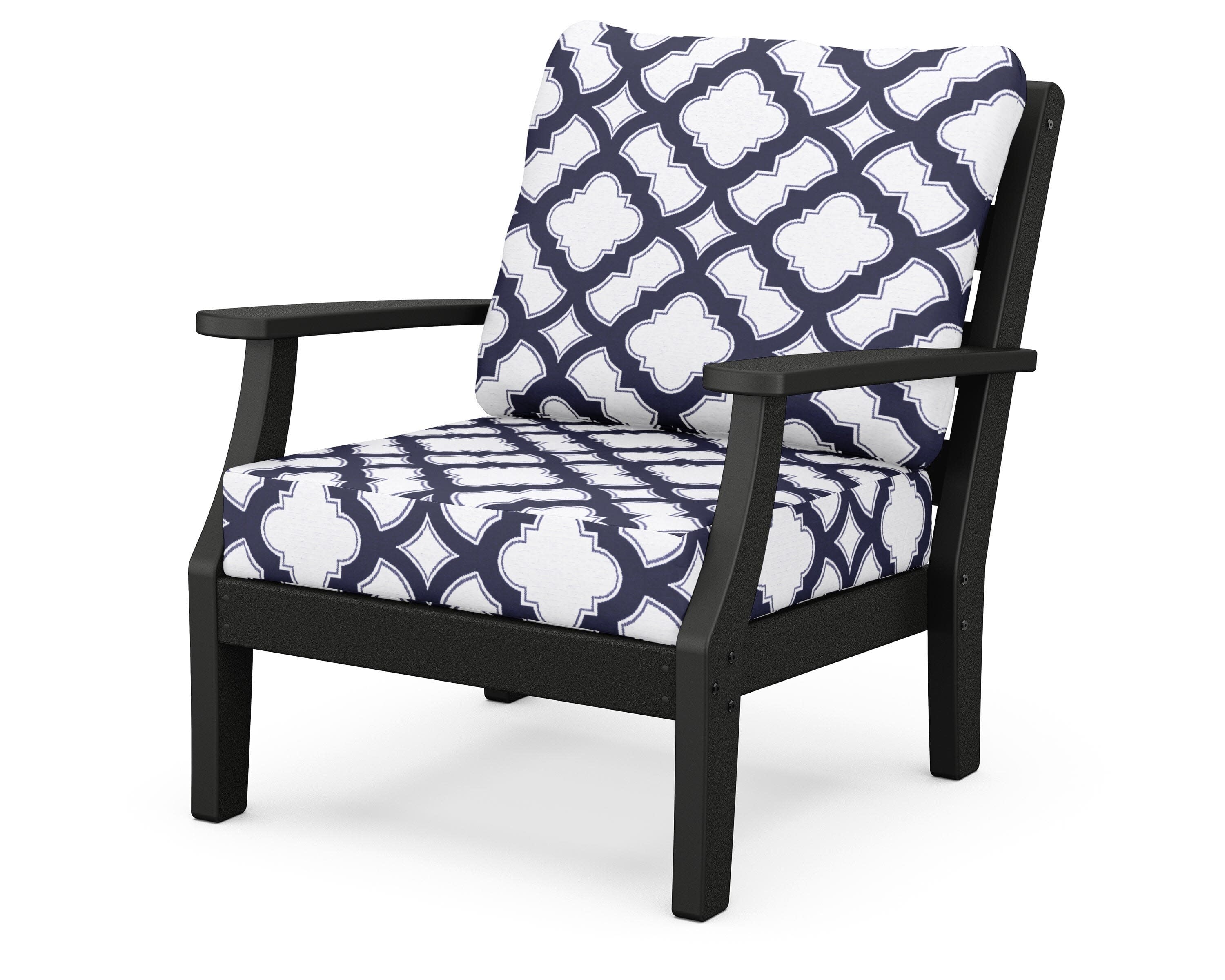 Chesapeake Deep Seating Chair in Black / Trellis Navy