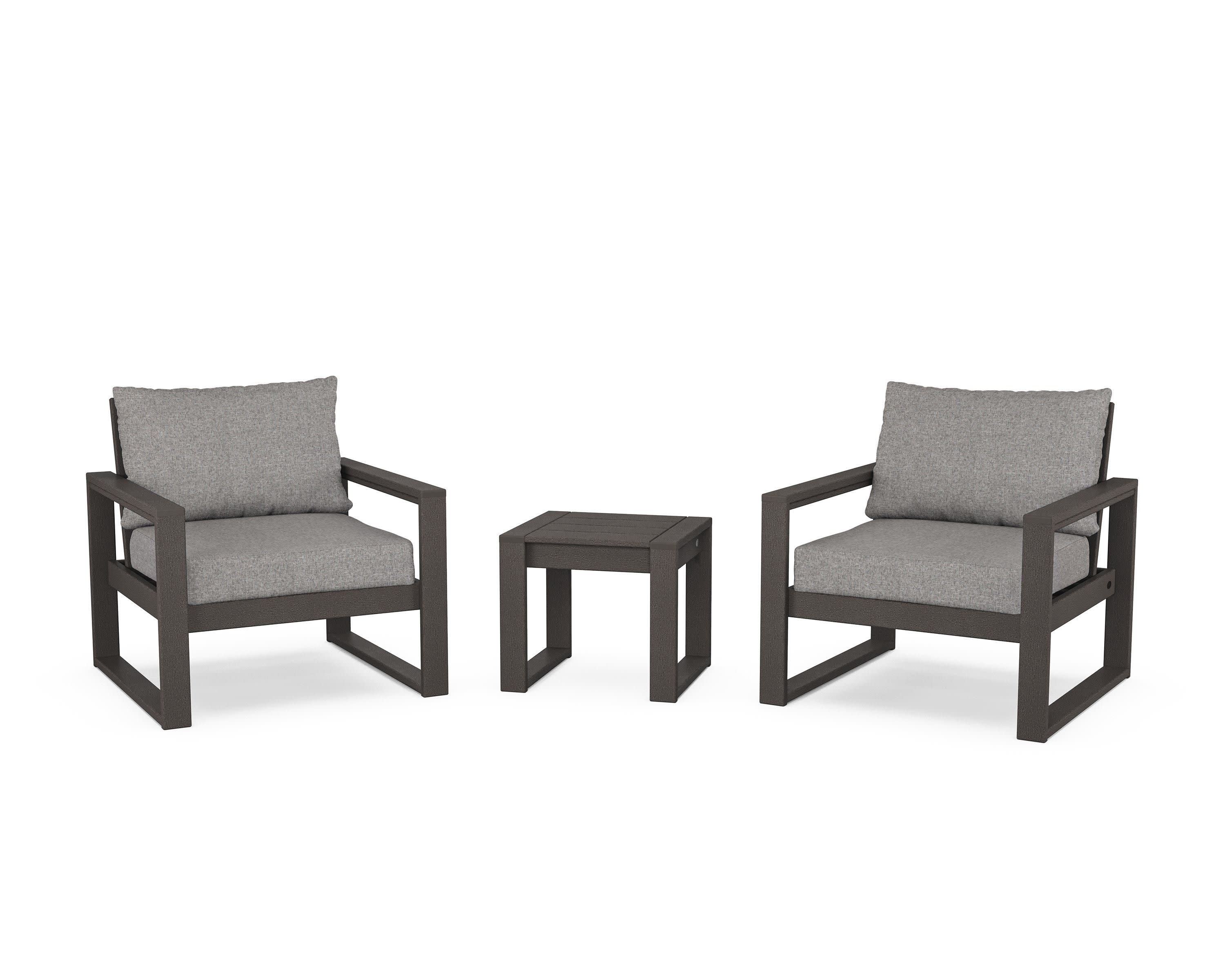 EDGE Sectional 3-Piece Deep Seating Set in Vintage Coffee / Grey Mist