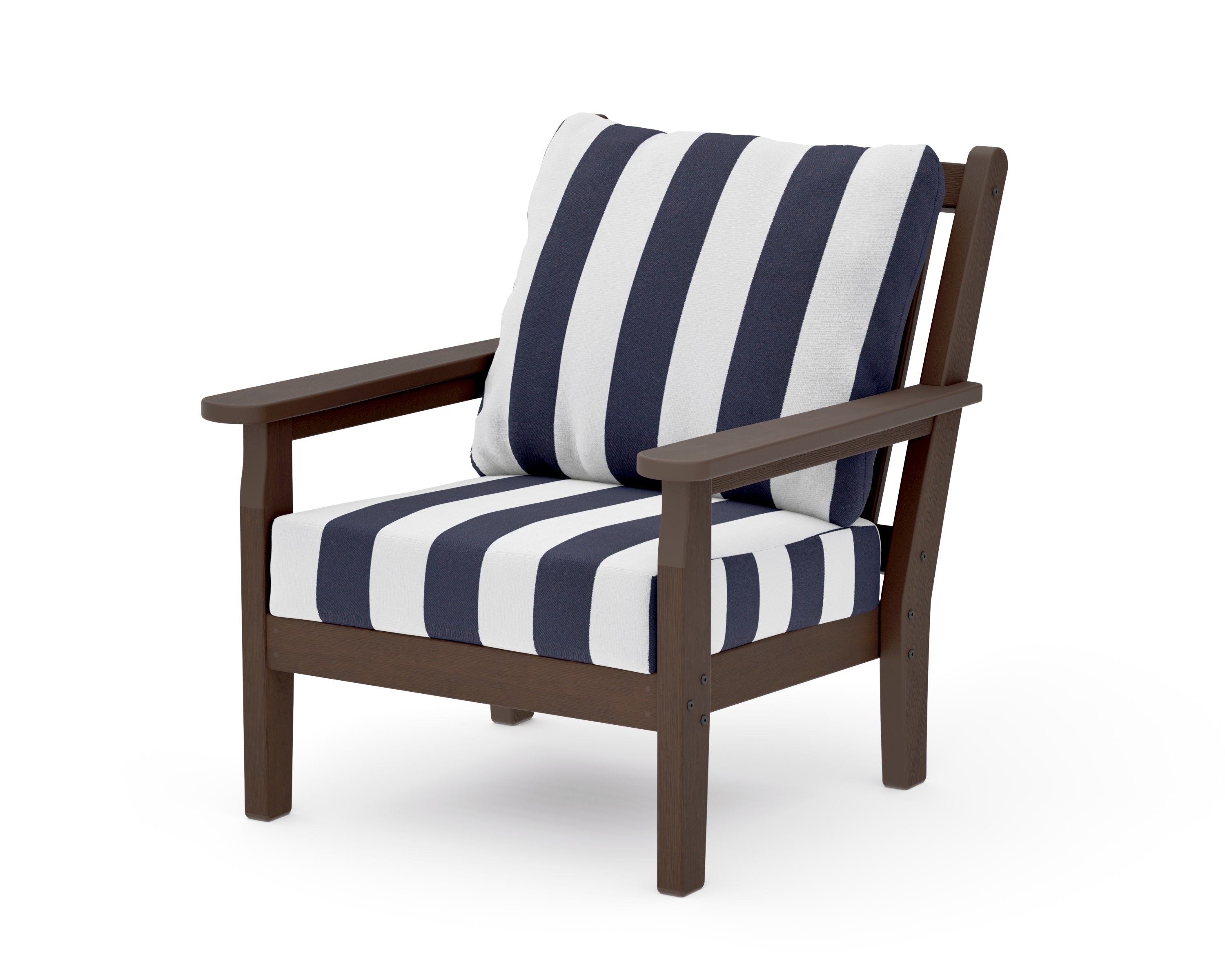 Chippendale Deep Seating Chair in Kona / Cabana Stripe Navy