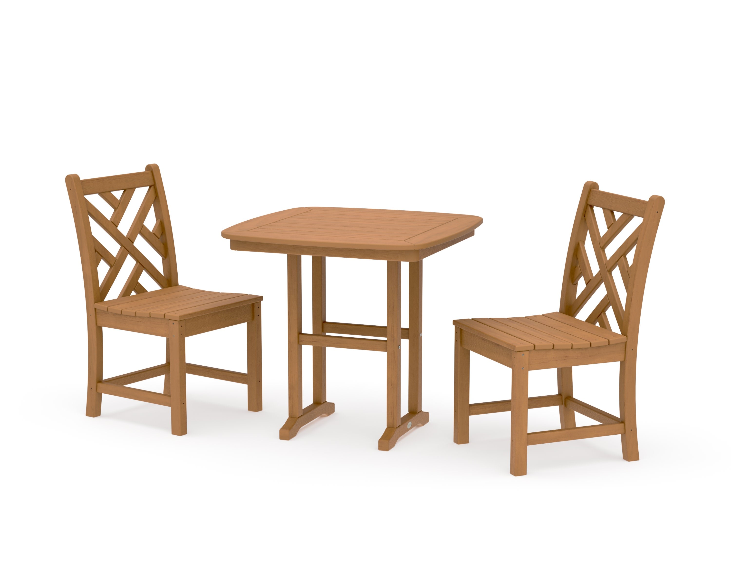 Chippendale Side Chair 3-Piece Dining Set in Natural