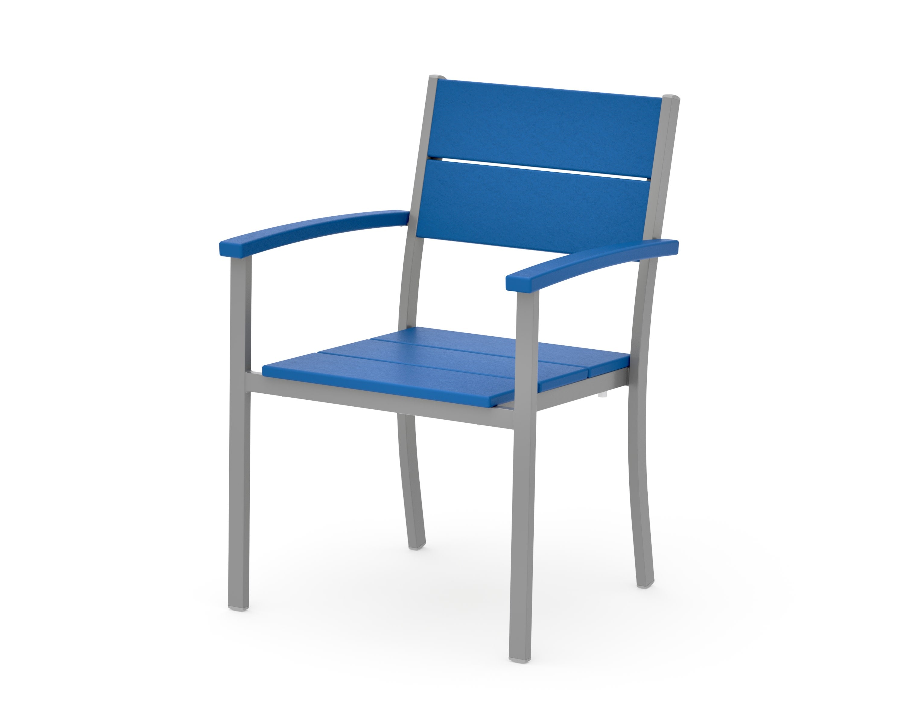Main Street Stacking Dining Arm Chair in Silver / Pacific Blue