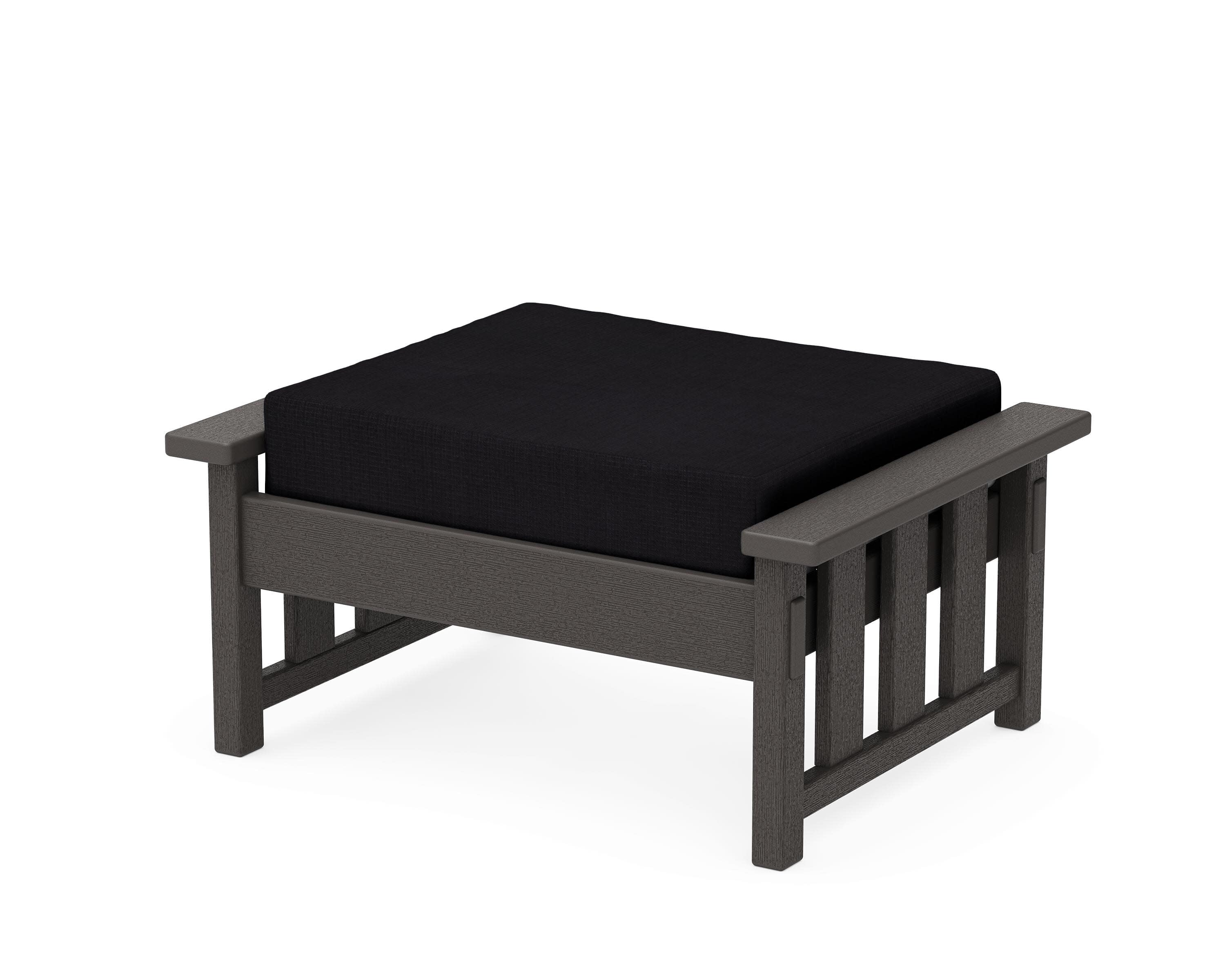 Acadia Deep Seating Ottoman in Vintage Coffee / Midnight Linen