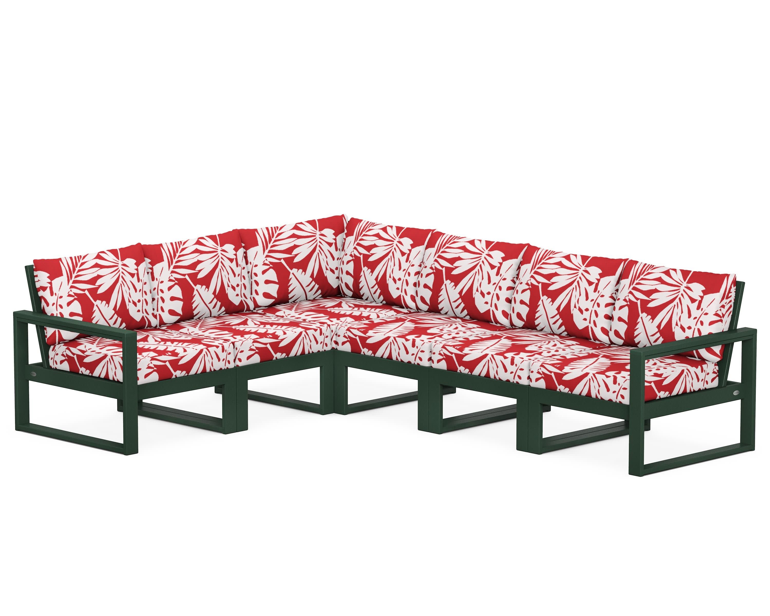 EDGE 6-Piece Modular Deep Seating Set in Green / Leaf Crimson