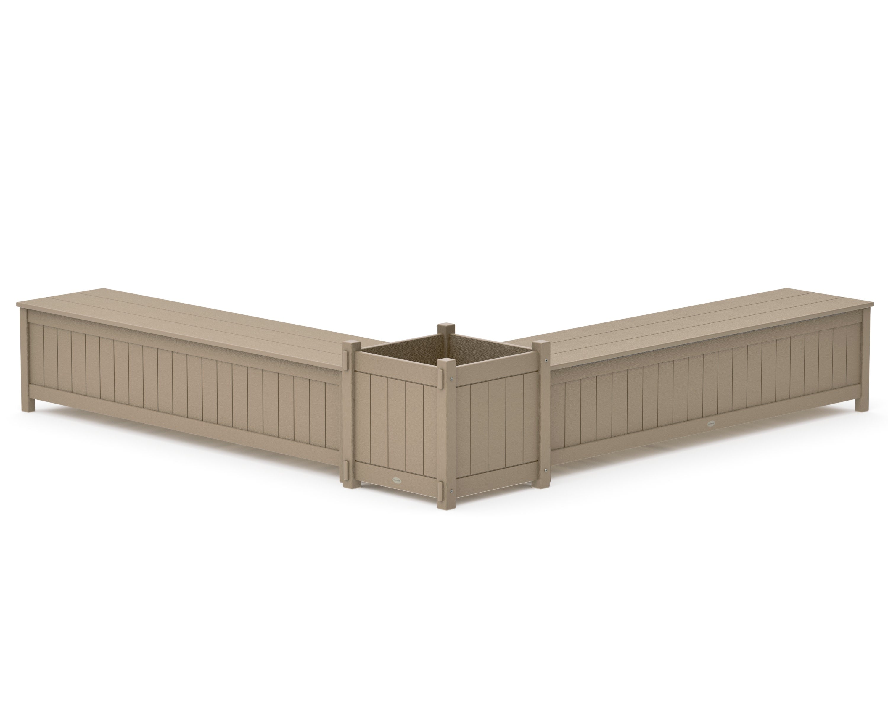 72" Vineyard L- Shaped Planter Storage Bench Set- Large in Vintage Sahara