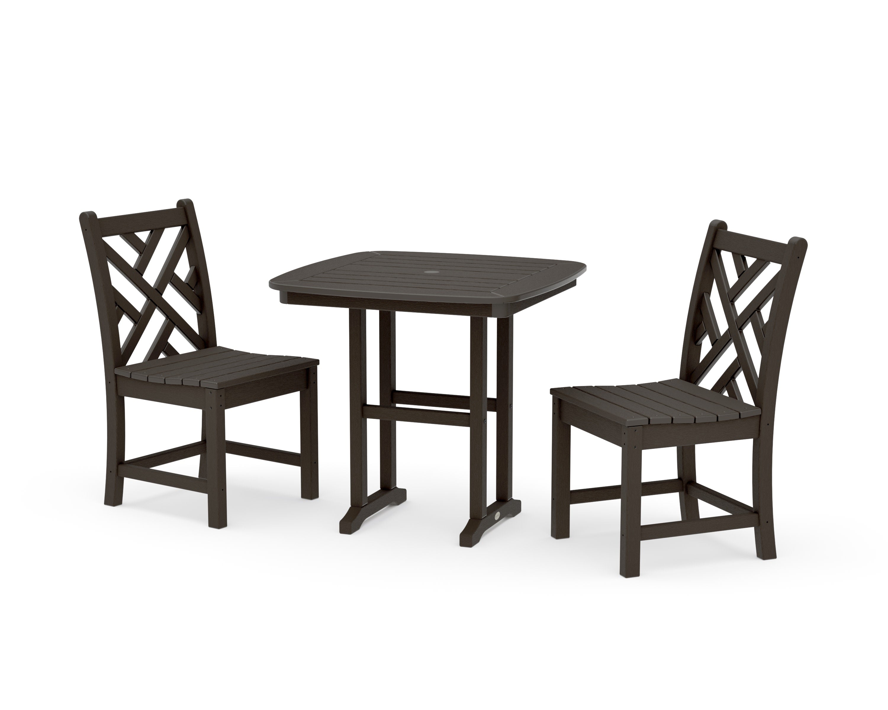 Chippendale Side Chair 3-Piece Dining Set in Vintage Coffee