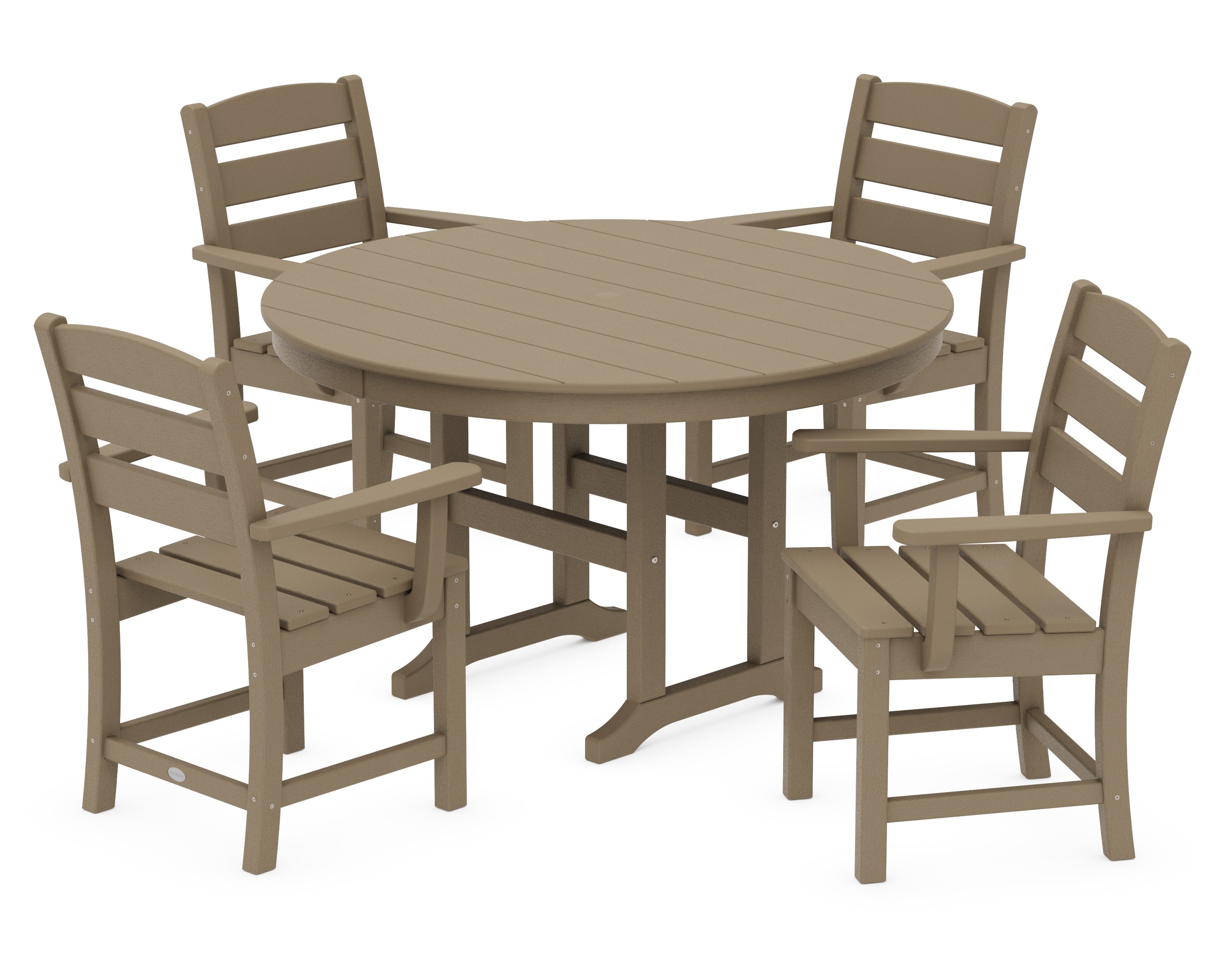 Lakeside 5-Piece Round Farmhouse Dining Set in Vintage Sahara