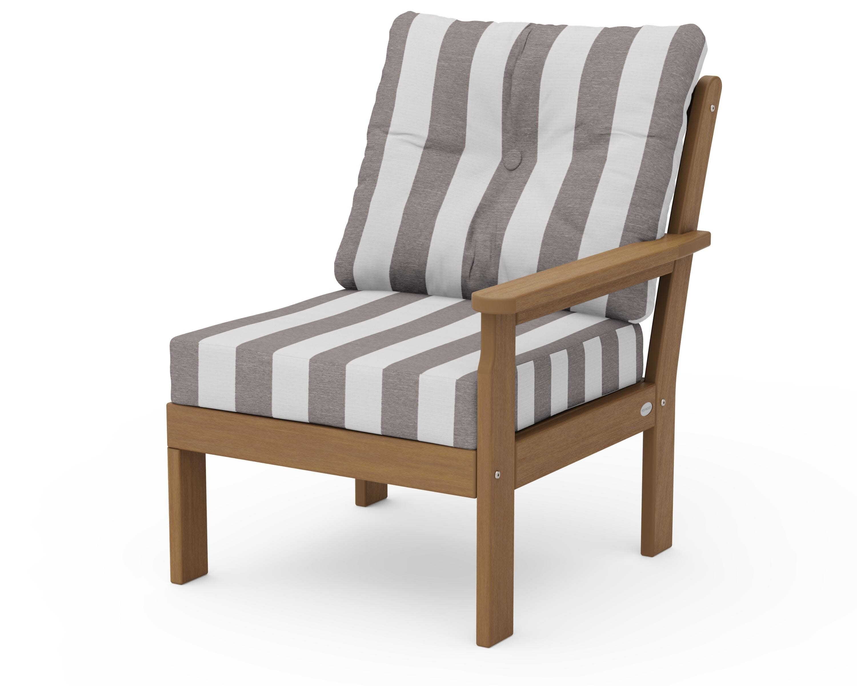 Vineyard Modular Right Arm Chair in Natural / Cabana Stripe Grey Mist