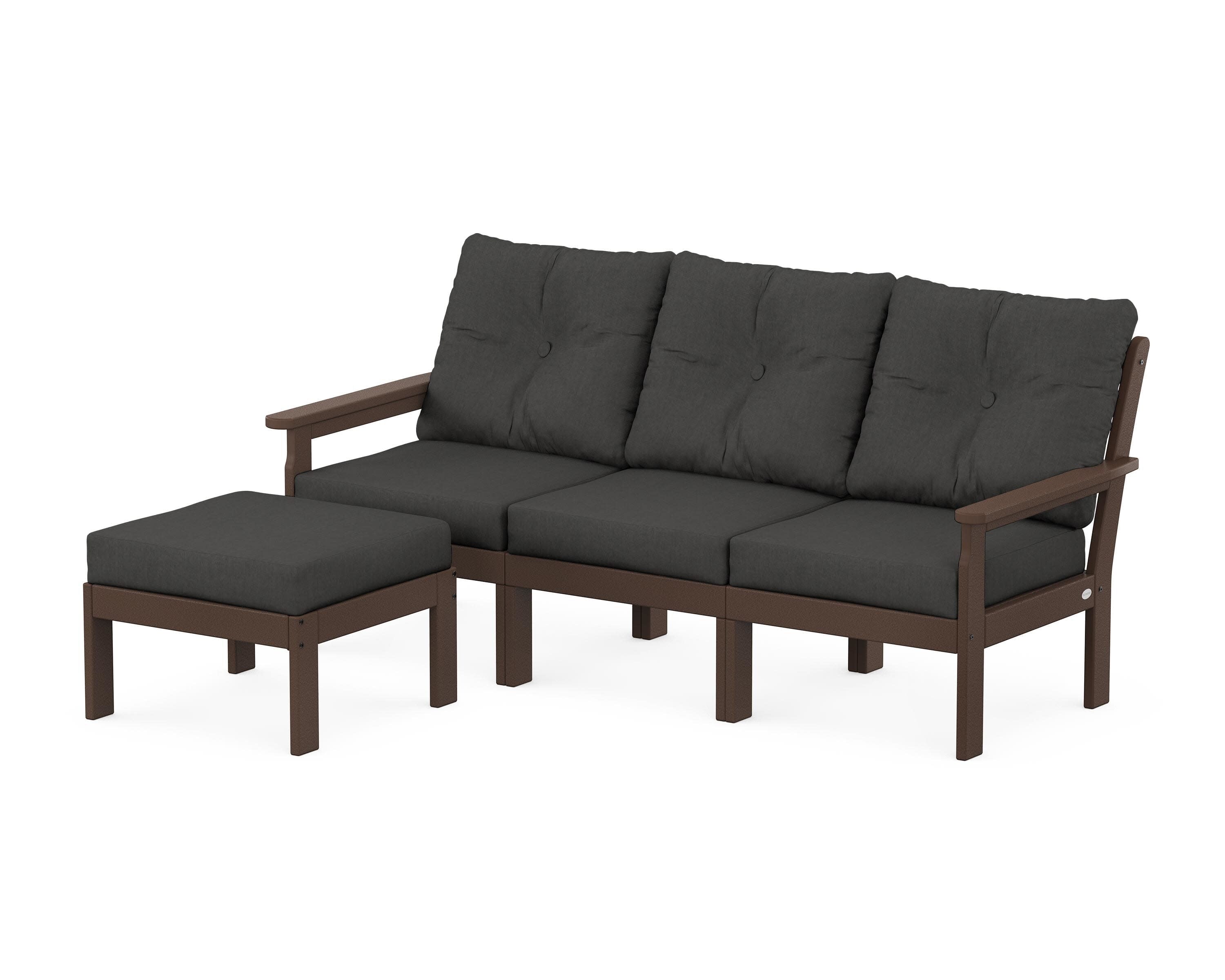 Vineyard 4-Piece Sectional with Ottoman in Mahogany / Spectrum Carbon
