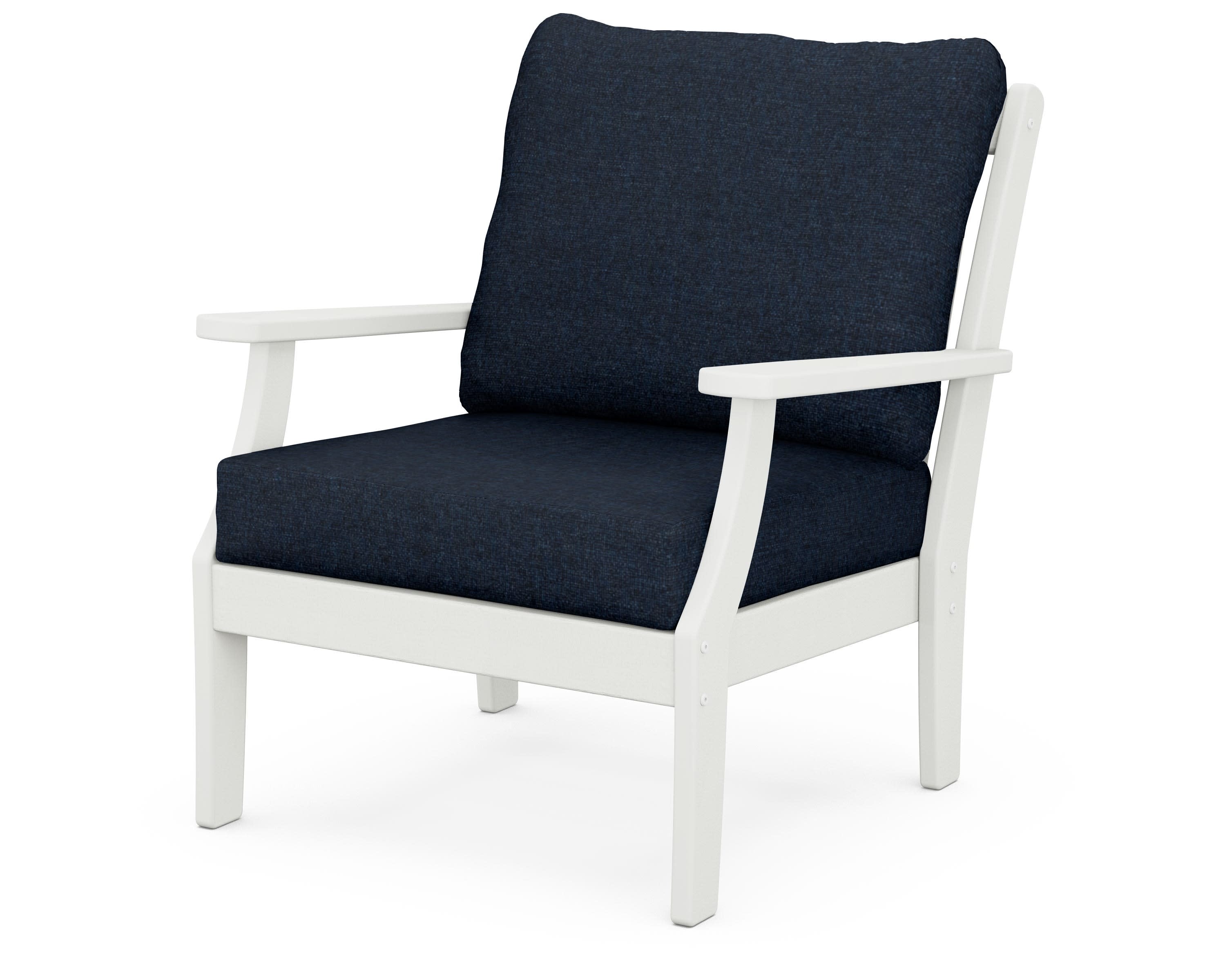 Braxton Deep Seating Chair in Vintage White / Marine Indigo