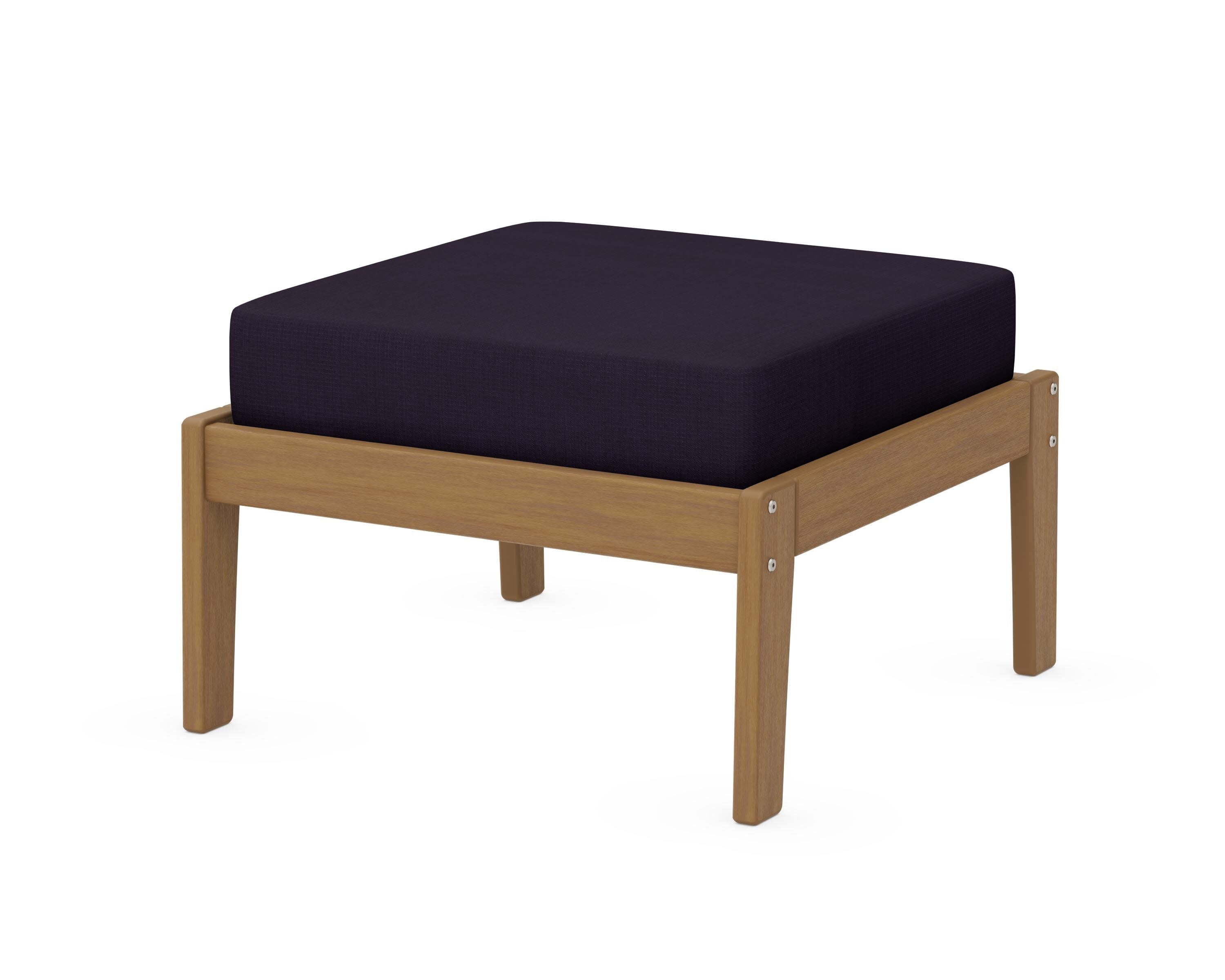 Deep Seating Ottoman in Natural / Navy Linen