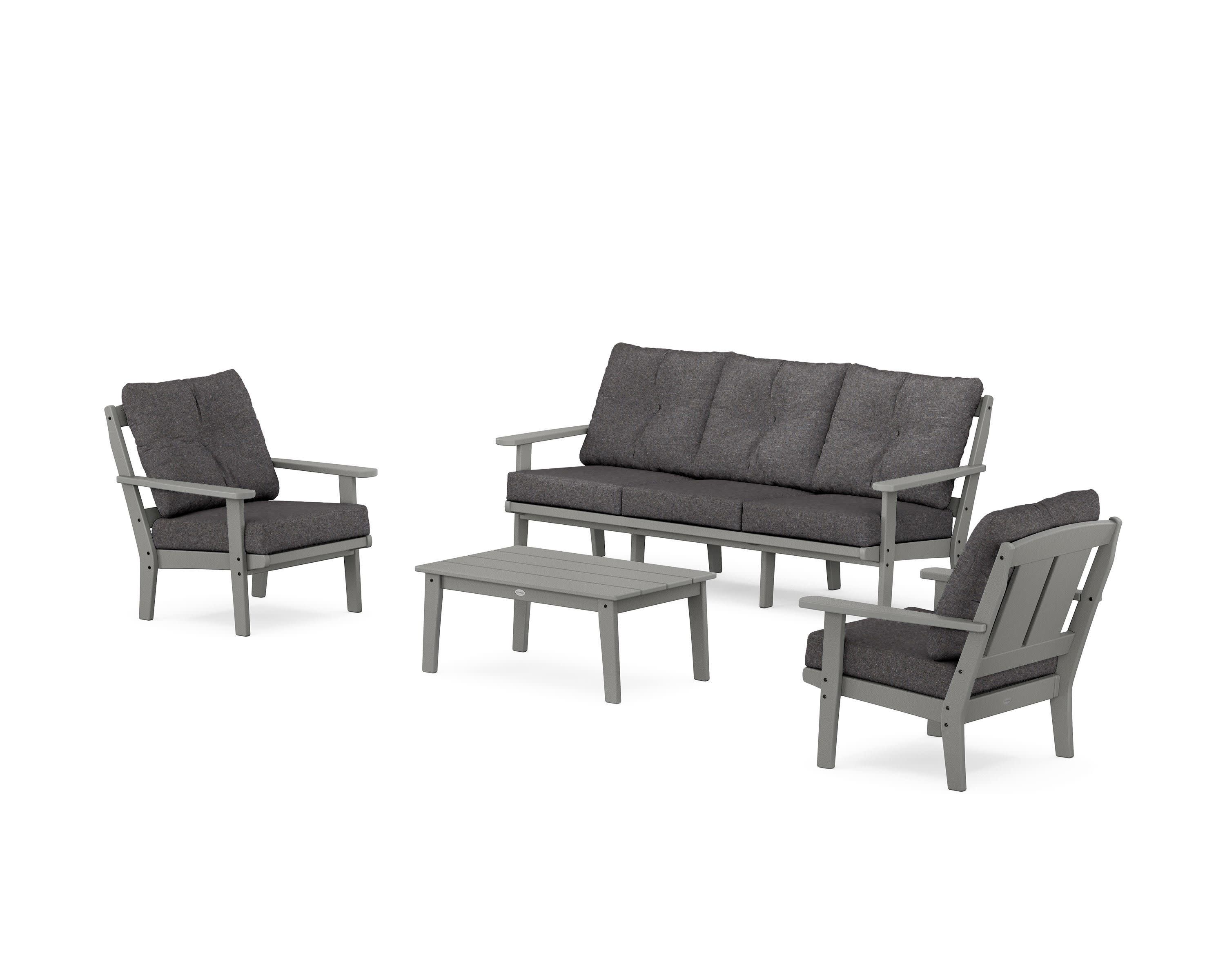 Mission 4-Piece Deep Seating Set with Sofa in Slate Grey / Ash Charcoal