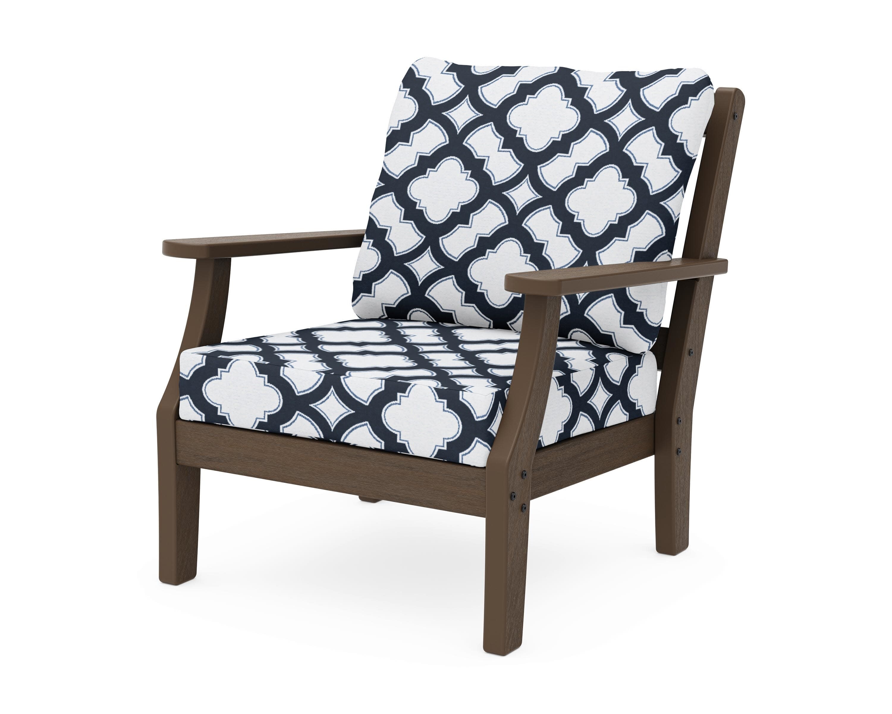 Chinoiserie Deep Seating Chair in Kona / Trellis Marine Indigo