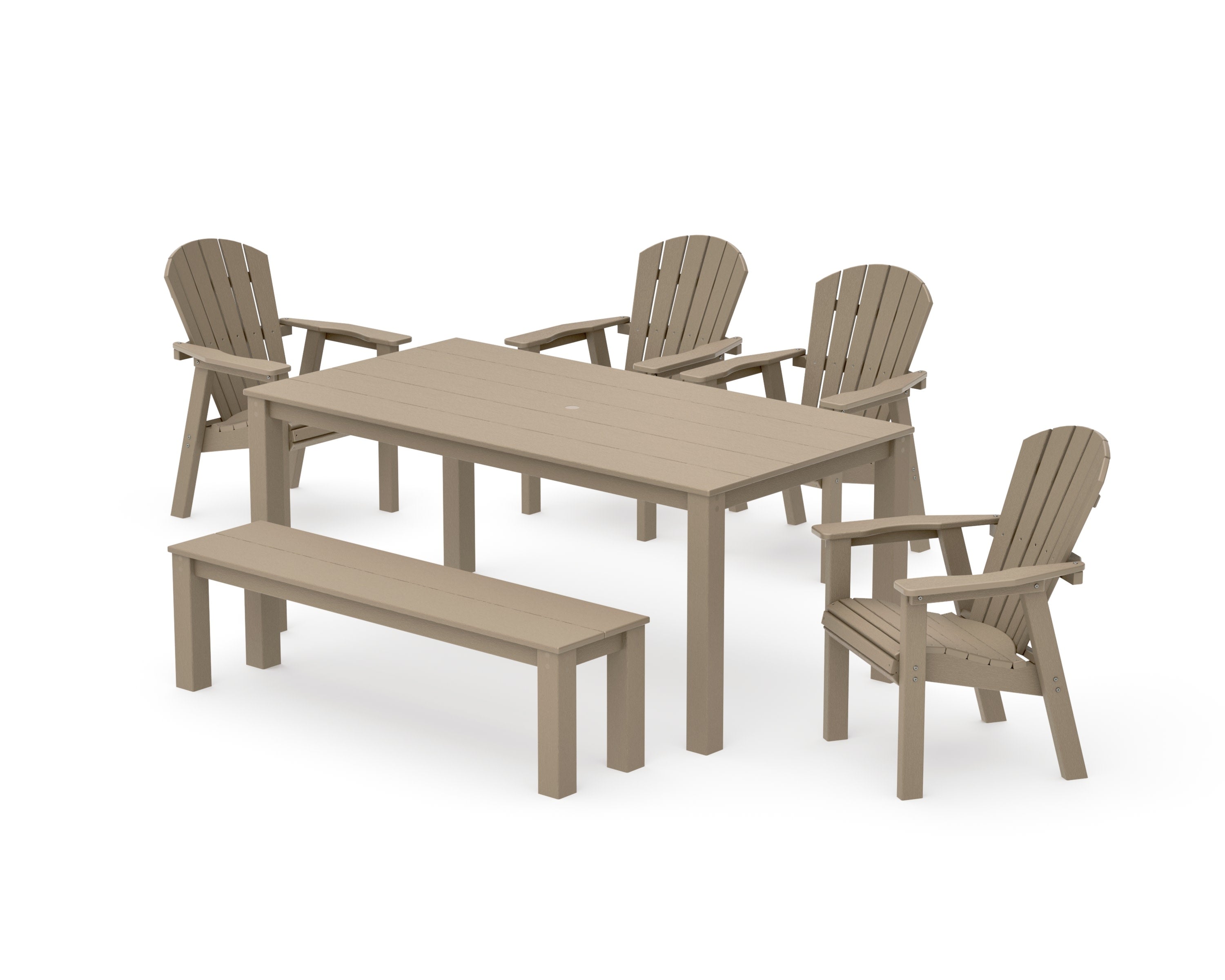 Seashell 6-Piece Parsons Dining Set with Bench in Vintage Sahara