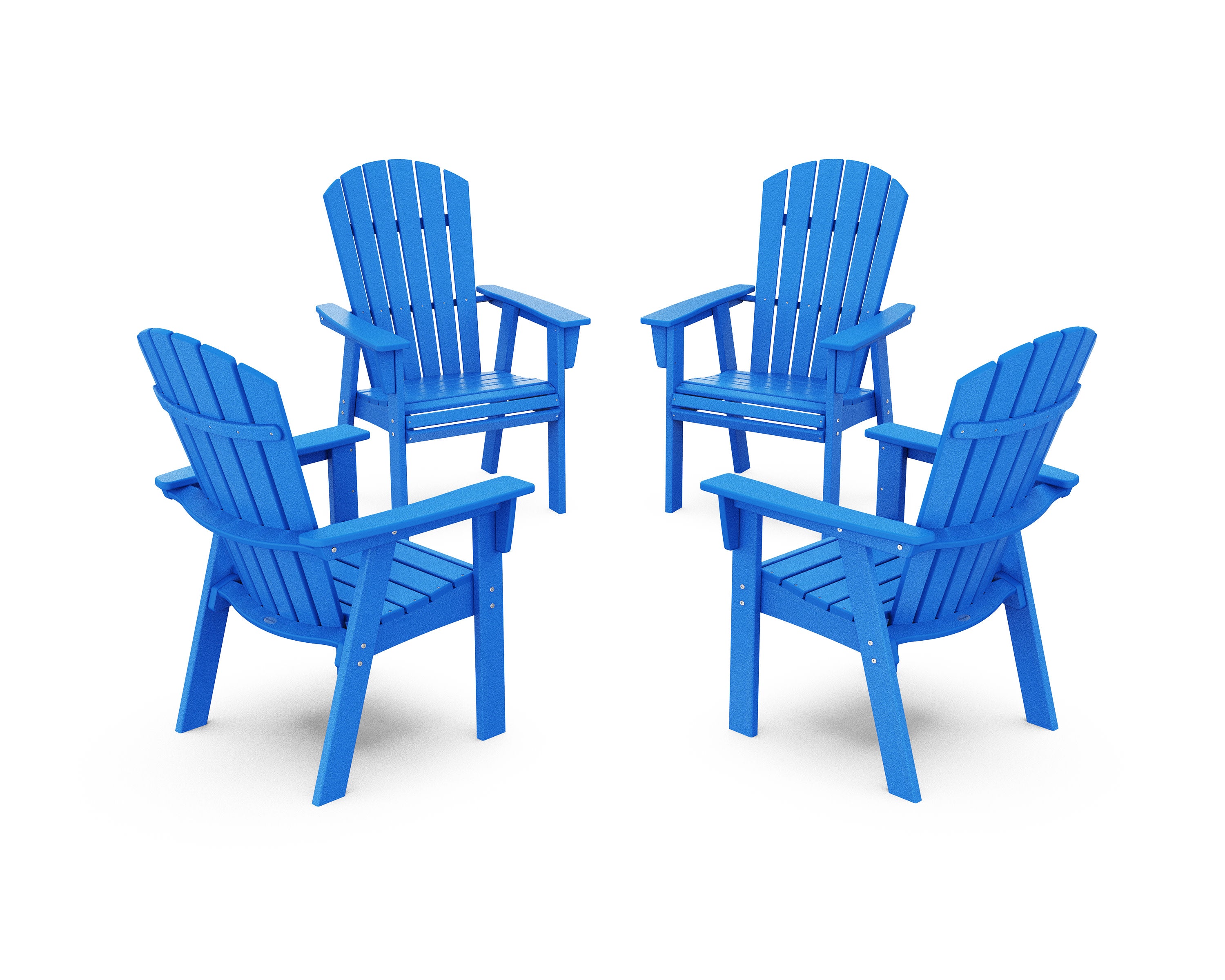 Nautical 4-Piece Curveback Upright Adirondack Conversation Set in Pacific Blue