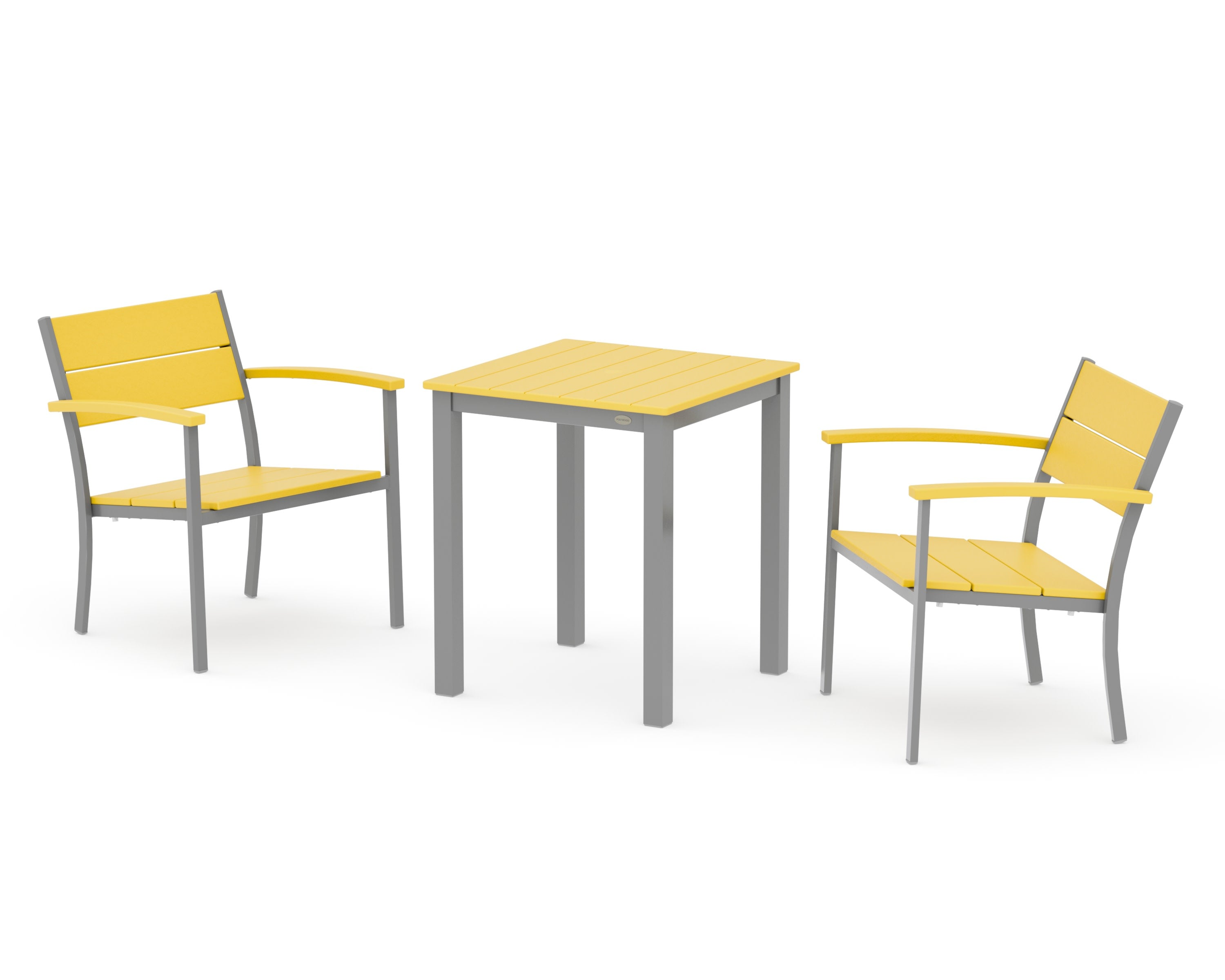Main Street 3-Piece Square Dining Set in Silver / Lemon