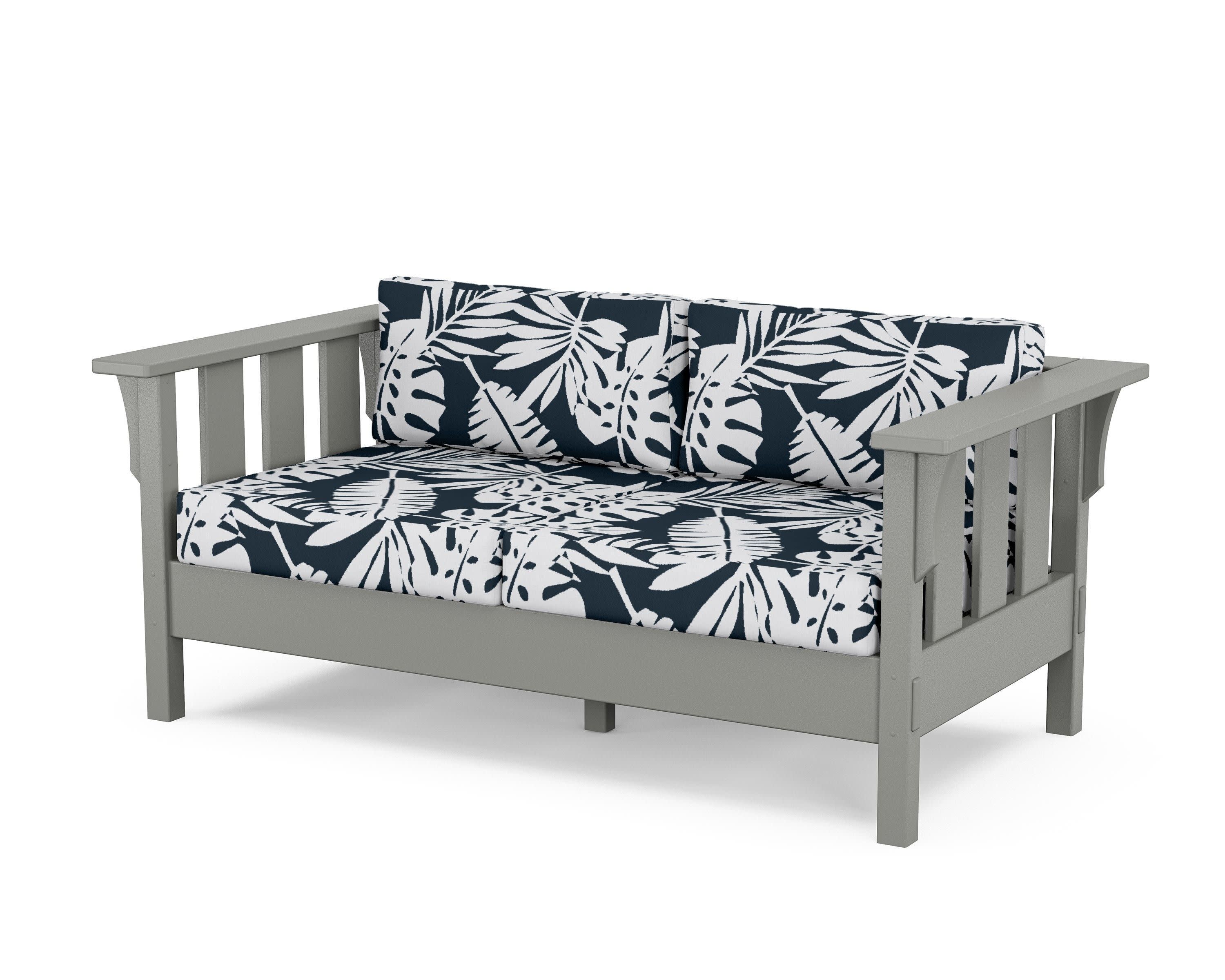 Acadia Deep Seating Loveseat in Slate Grey / Leaf Marine Indigo
