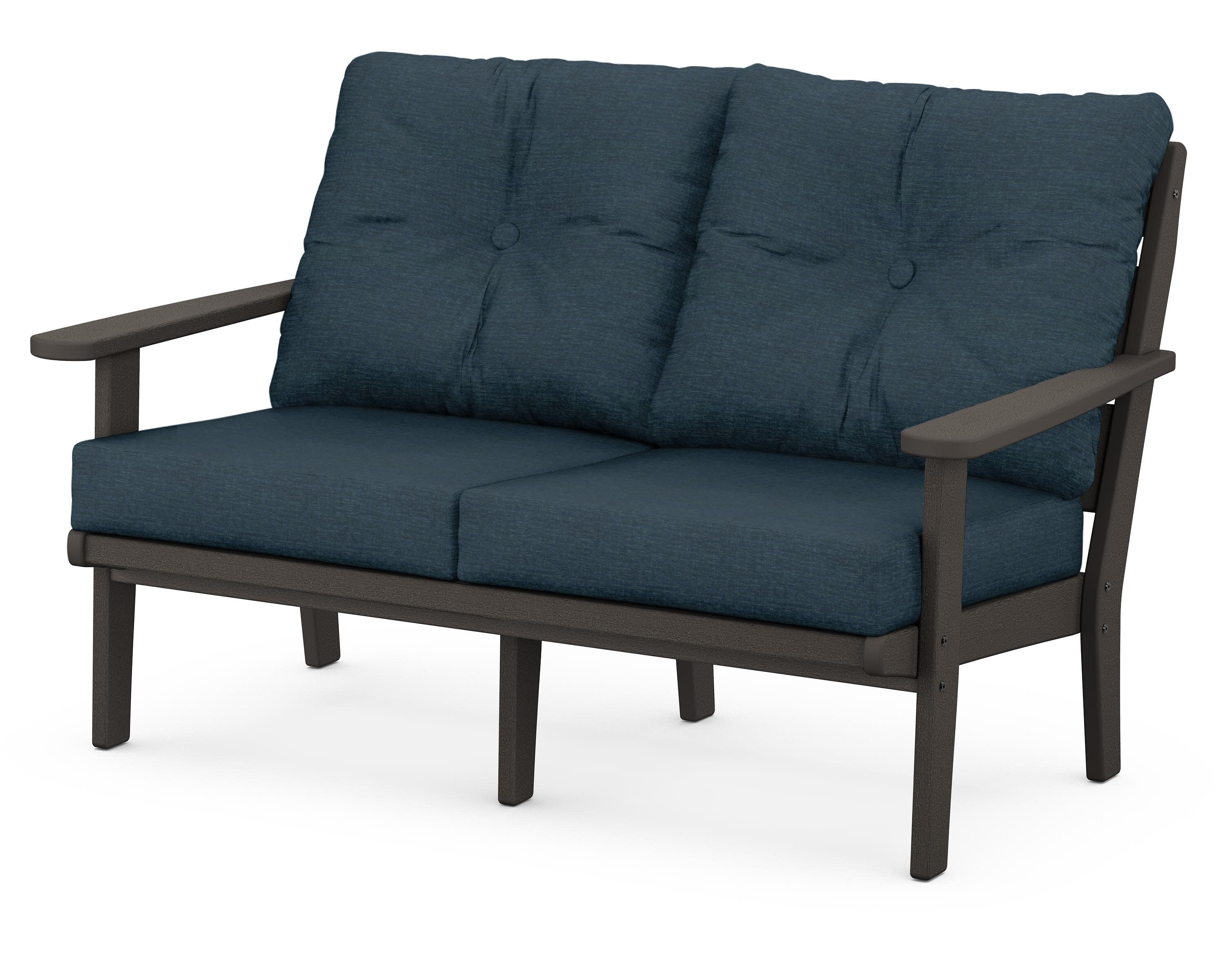 Lakeside Deep Seating Loveseat in Vintage Coffee / Platform Indigo
