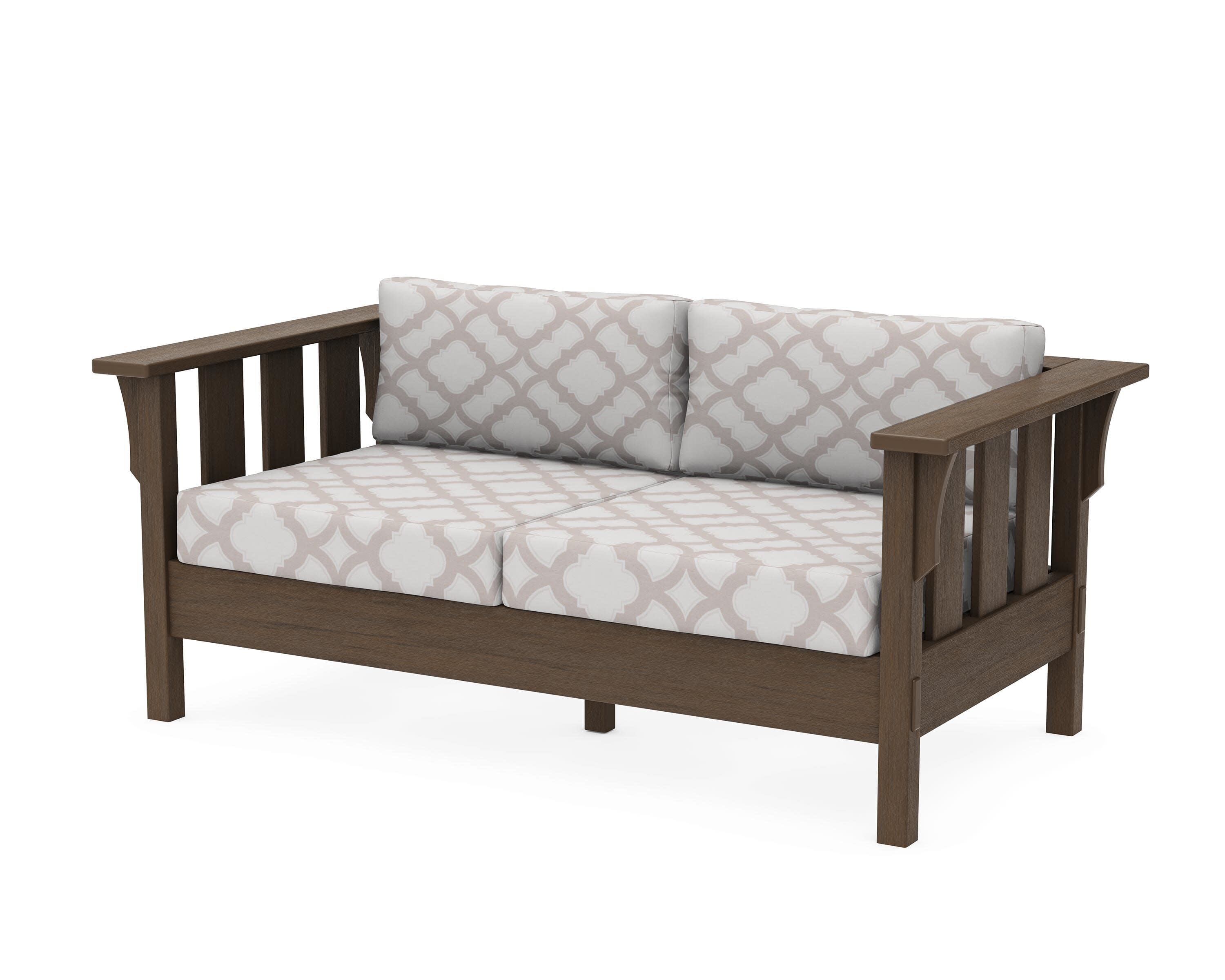 Acadia Deep Seating Loveseat in Kona / Trellis Dune Burlap