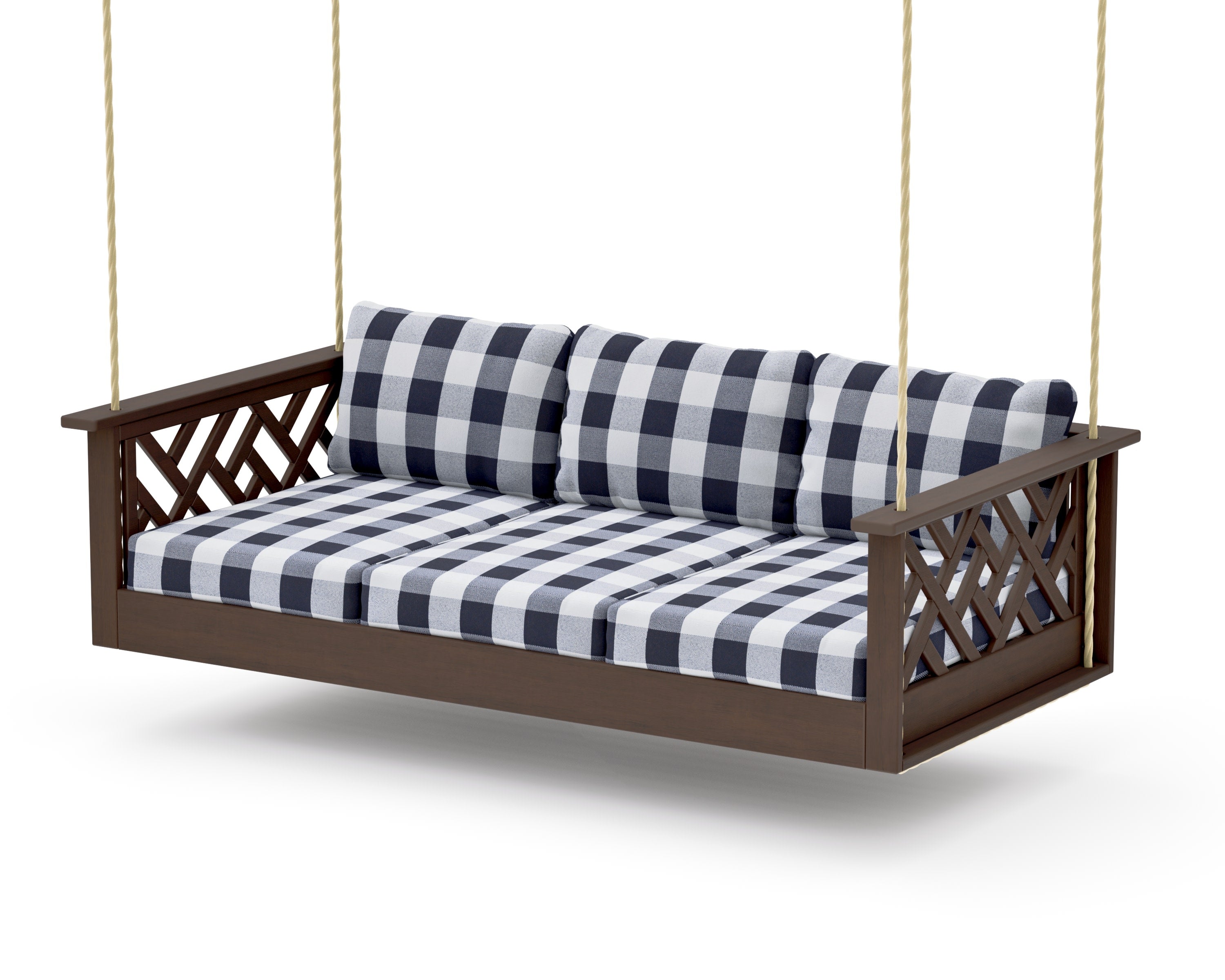 Chippendale Daybed Swing in Kona / Buffalo Plaid Navy
