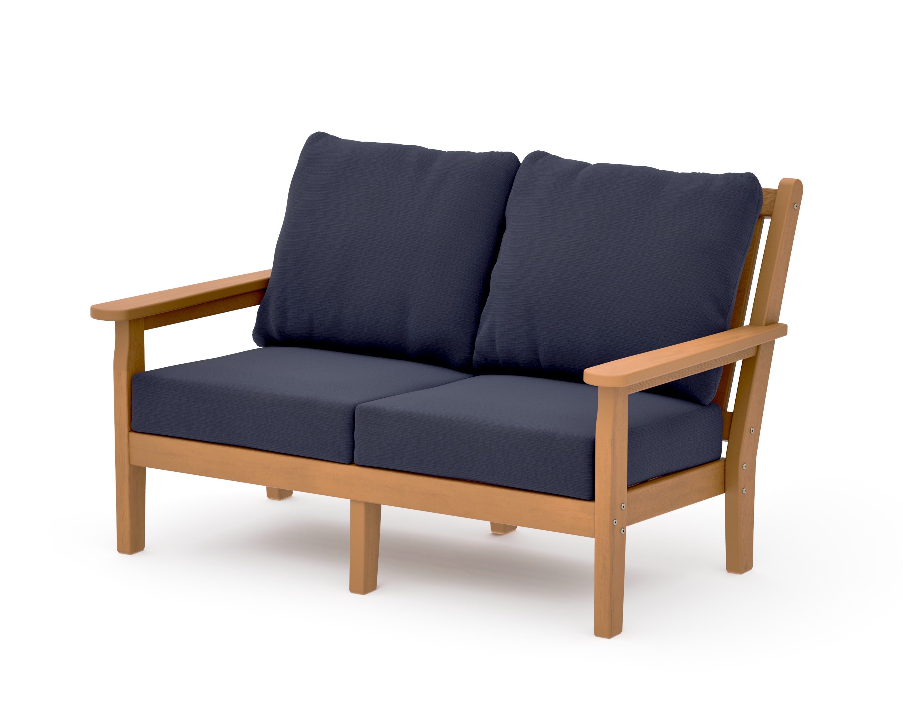 Chippendale Deep Seating Loveseat in Natural / Navy Linen