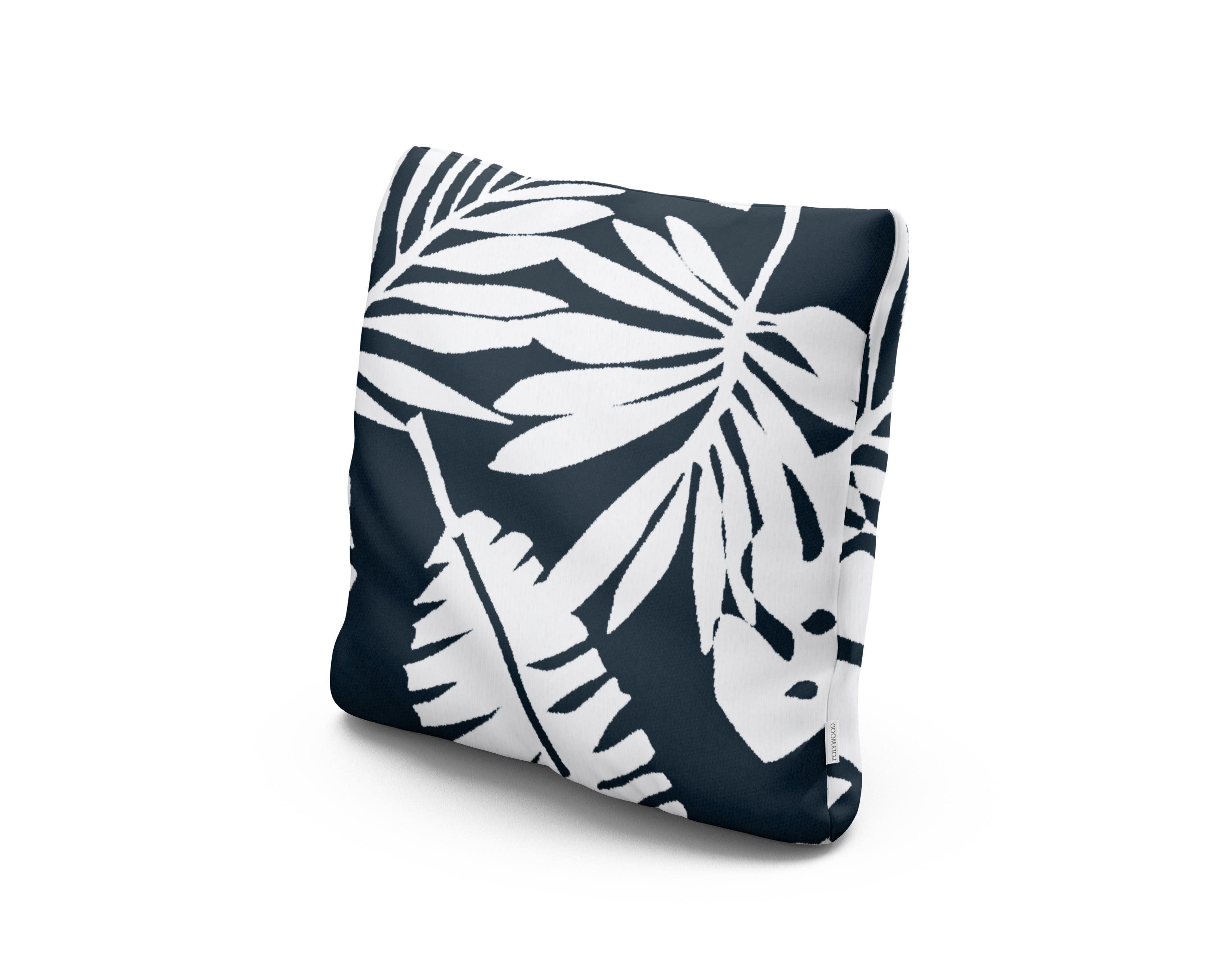18" Outdoor Throw Pillow in Leaf Marine Indigo