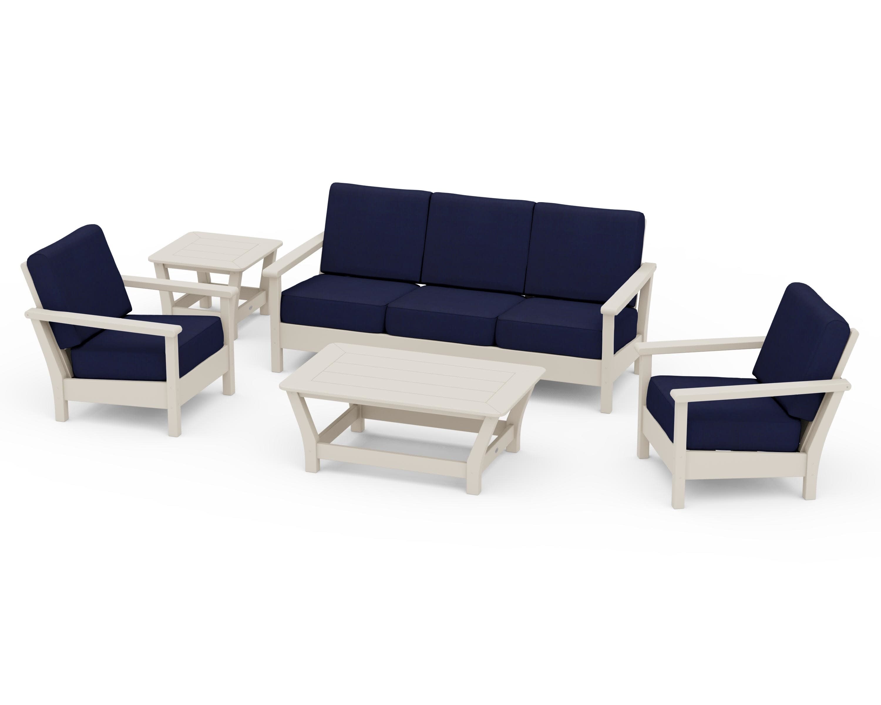 Harbour 5-Piece Deep Seating Set in Sand / Navy