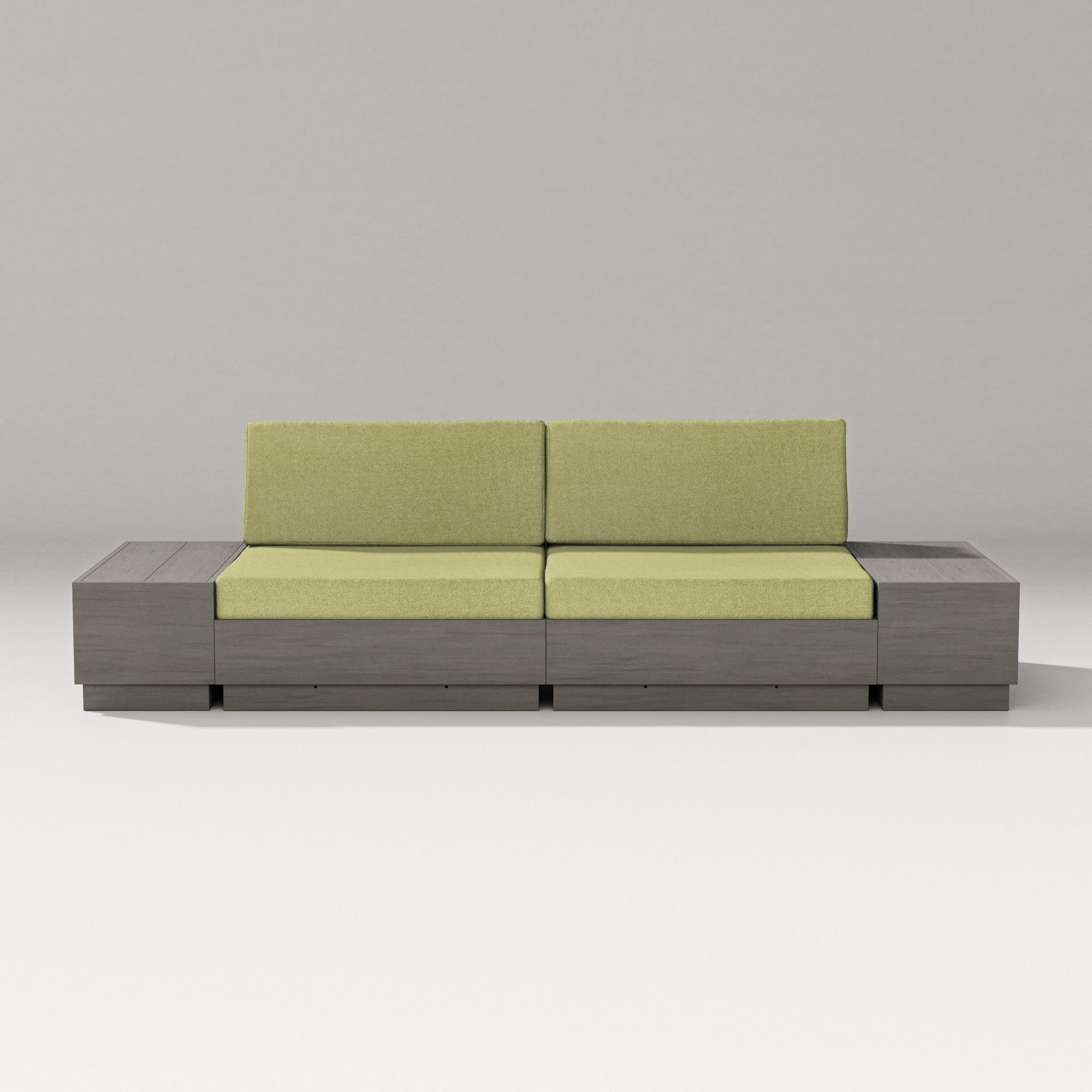 Elevate 4-Piece Loveseat Sectional in Driftwood / Chartreuse Boucle