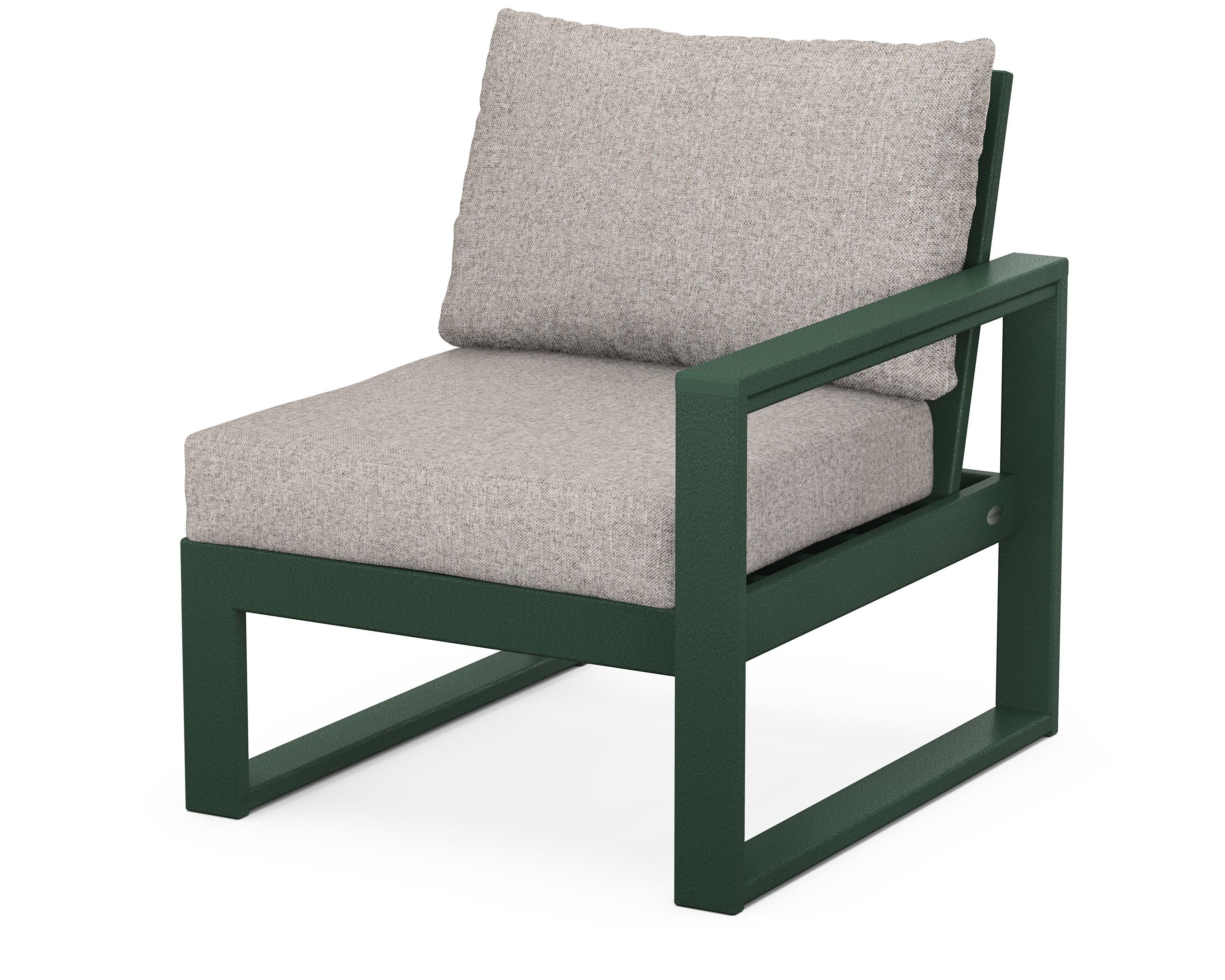 EDGE Modular Right Arm Chair in Green / Weathered Tweed