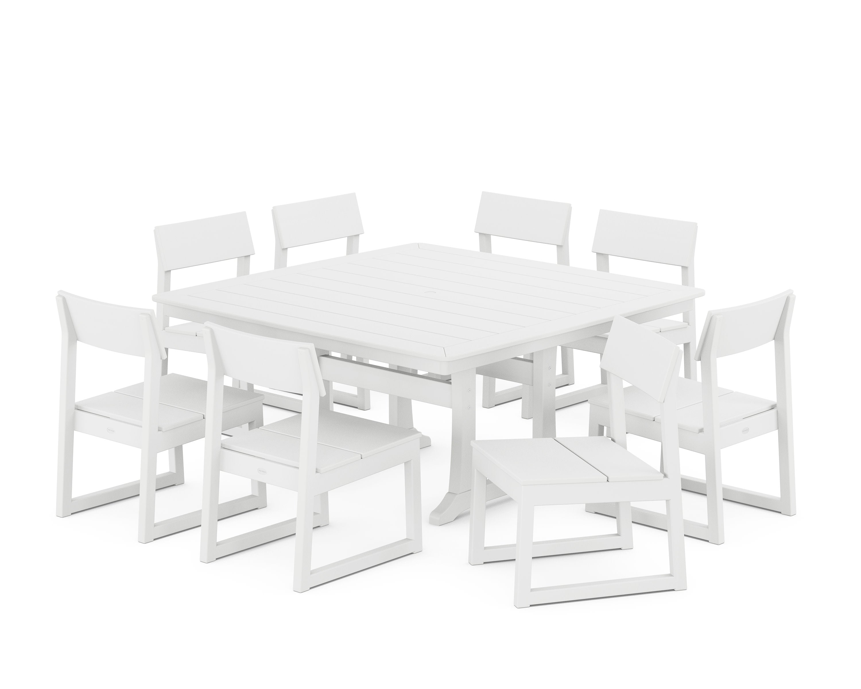 EDGE Side Chair 9-Piece Dining Set with Trestle Legs in White