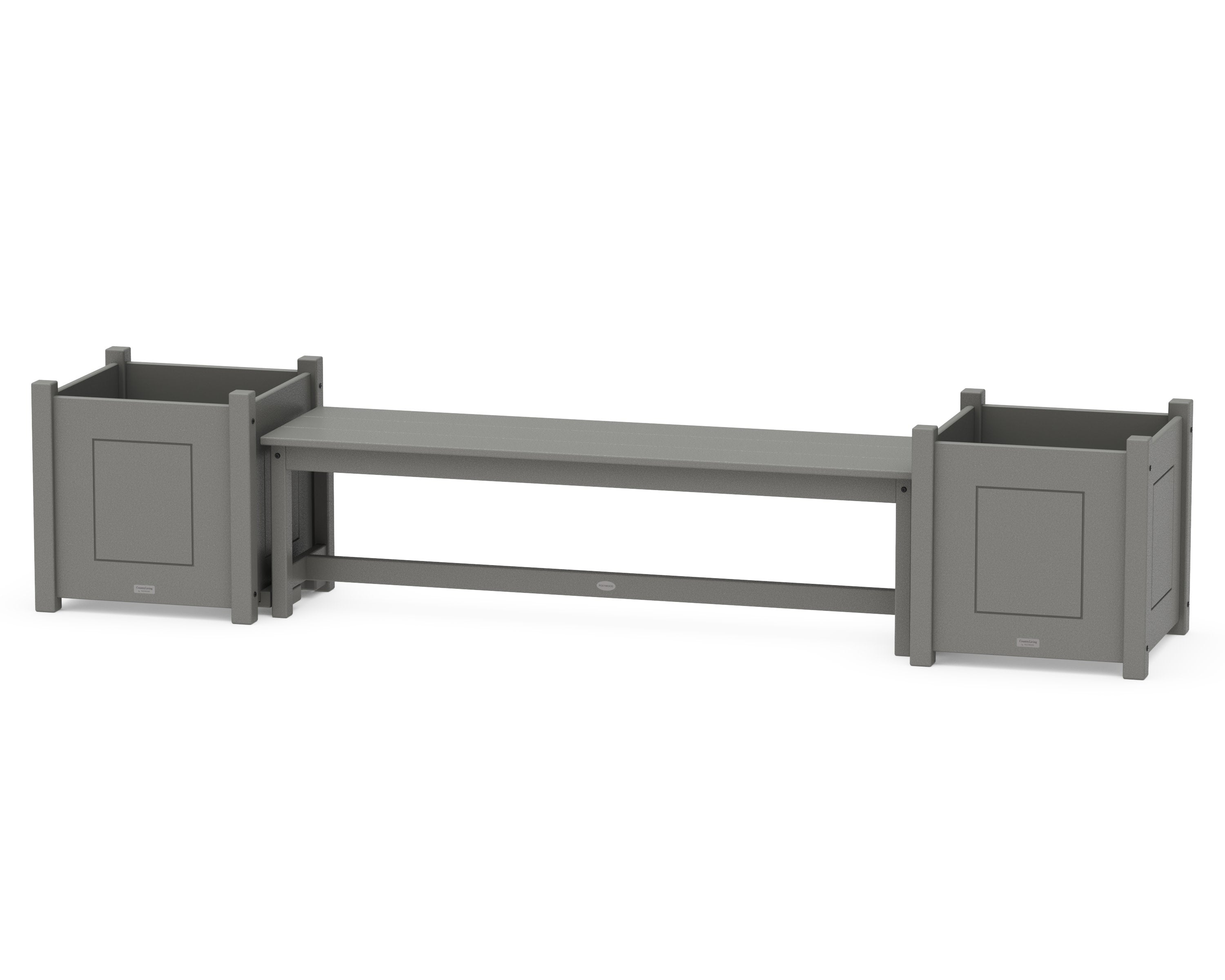 60" Country Living Straight Planter Bench Set - Large in Slate Grey