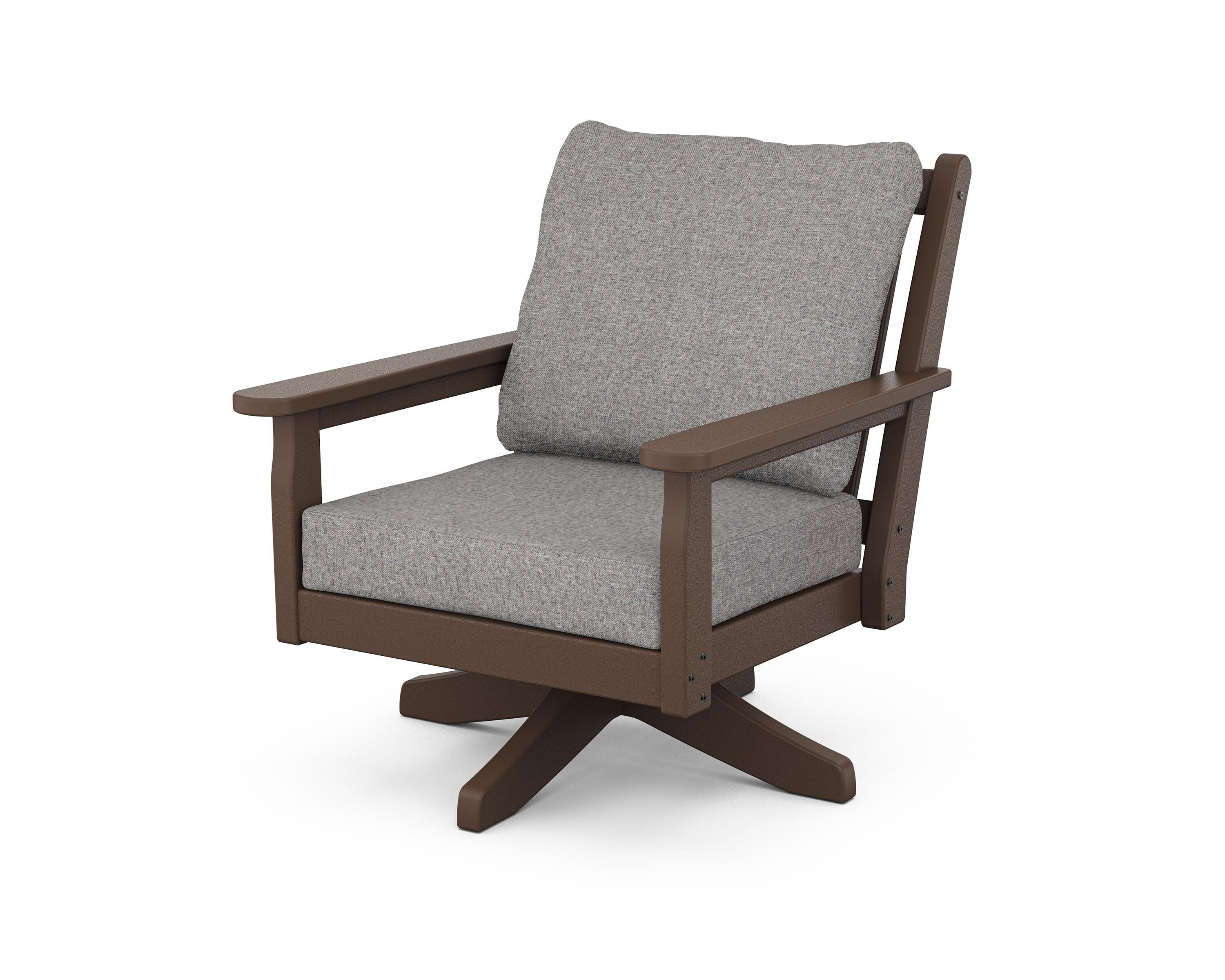 Chippendale Deep Seating Swivel Chair in Mahogany / Grey Mist