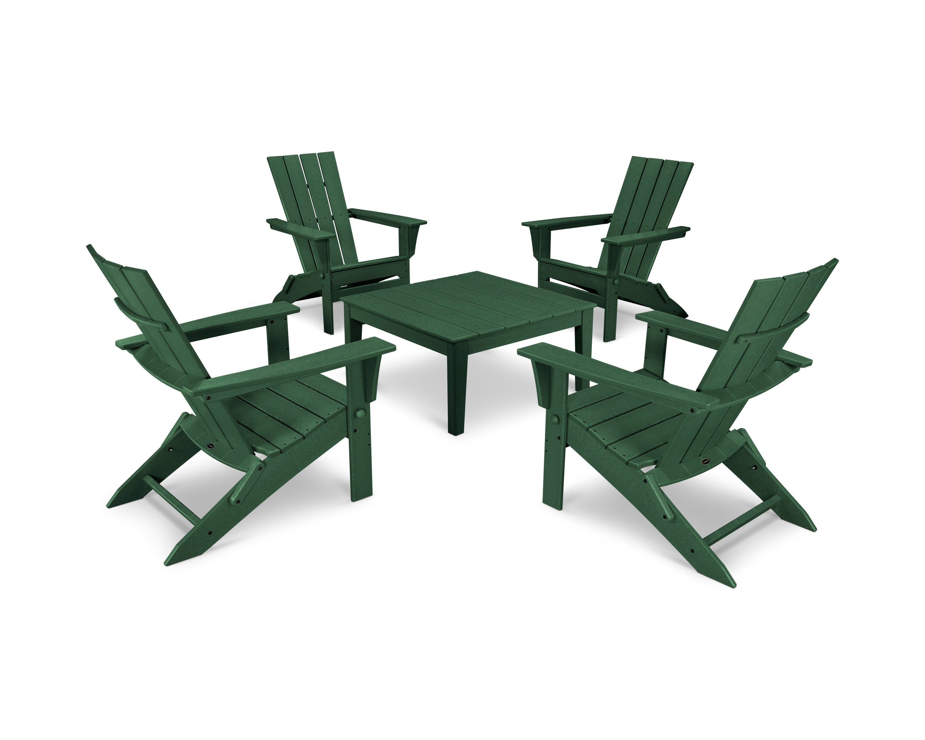 Quattro Folding Chair 5-Piece Conversation Set in Green