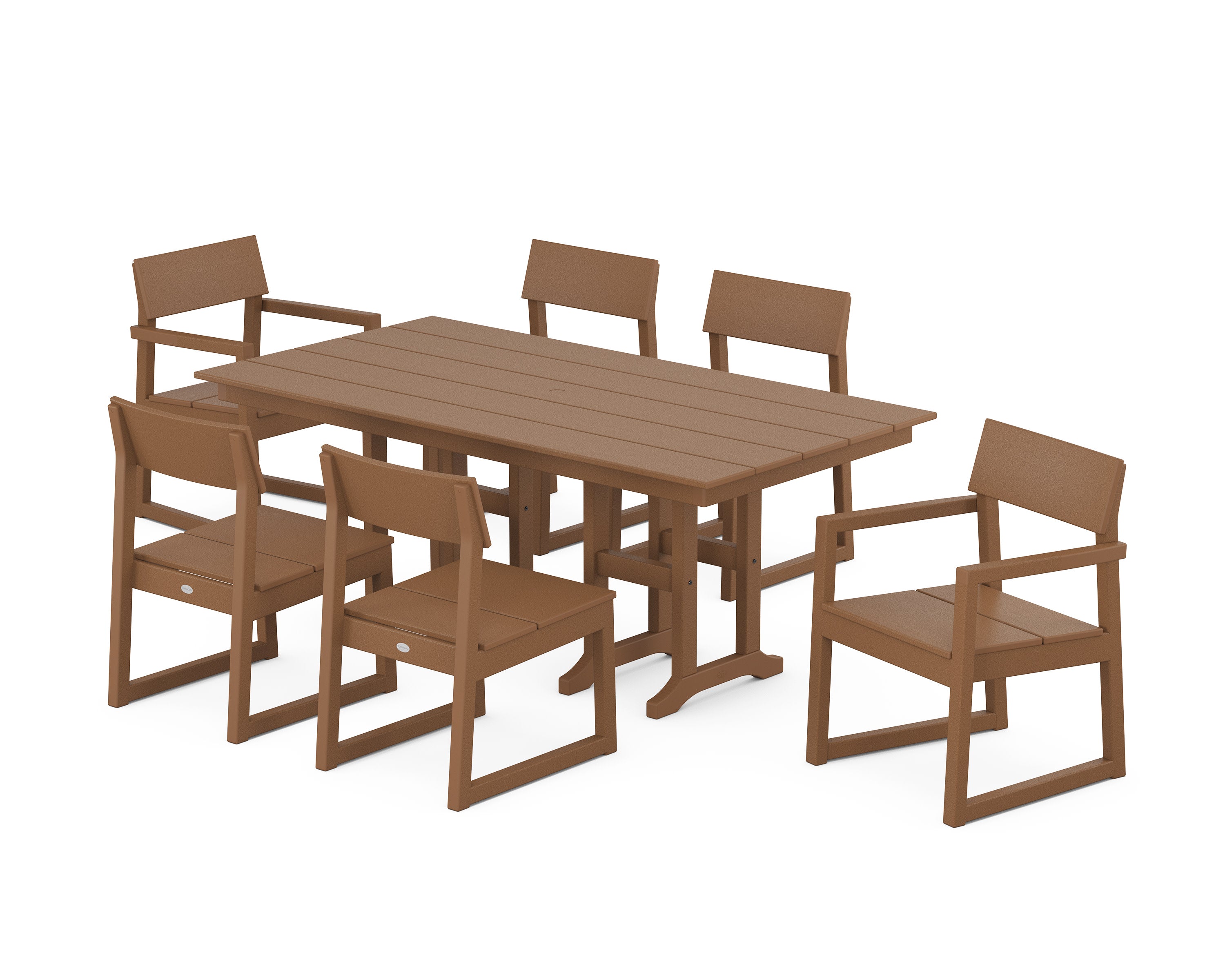 EDGE 7-Piece Farmhouse Dining Set in Teak