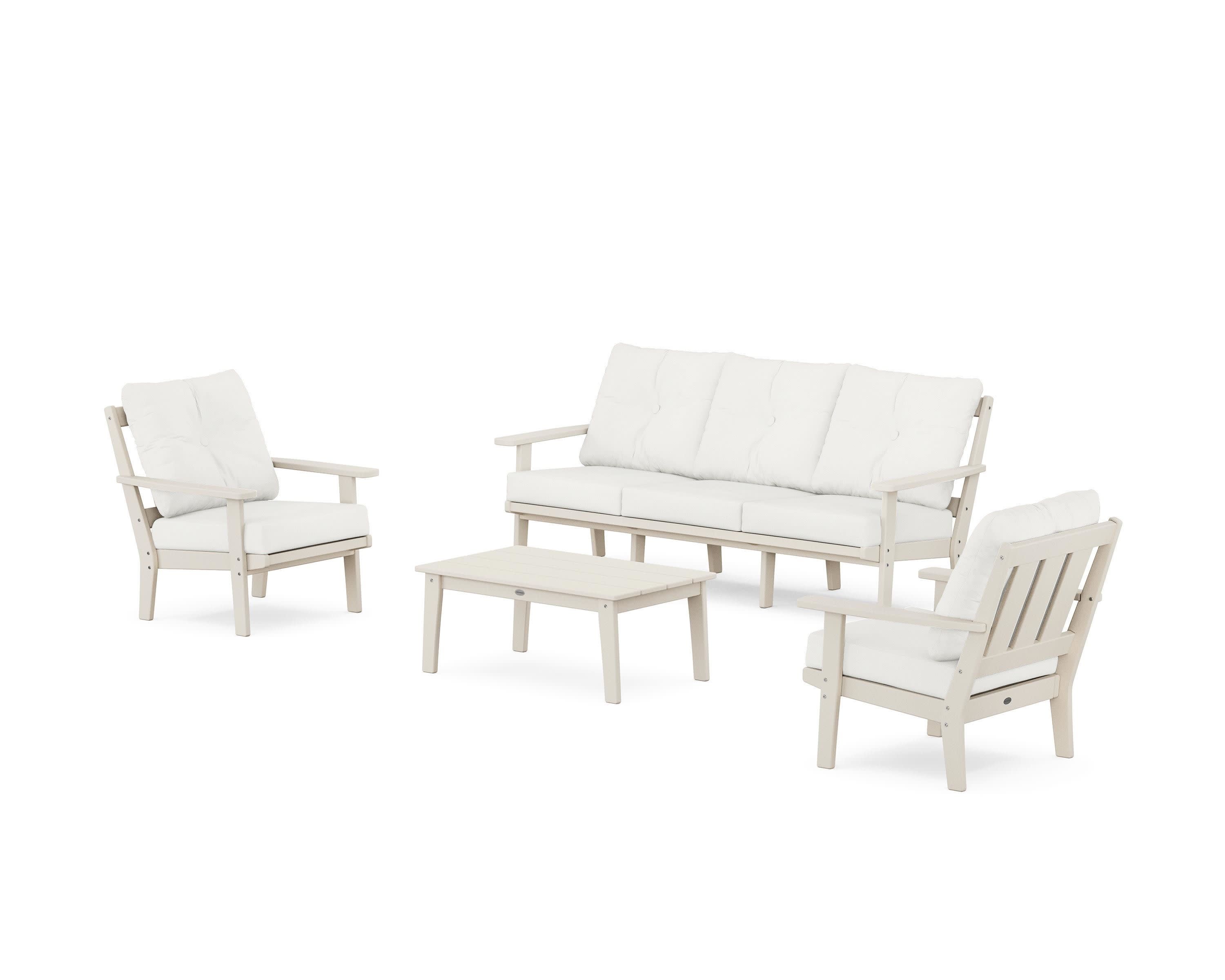 Oxford 4-Piece Deep Seating Set with Sofa in Sand / Natural Linen