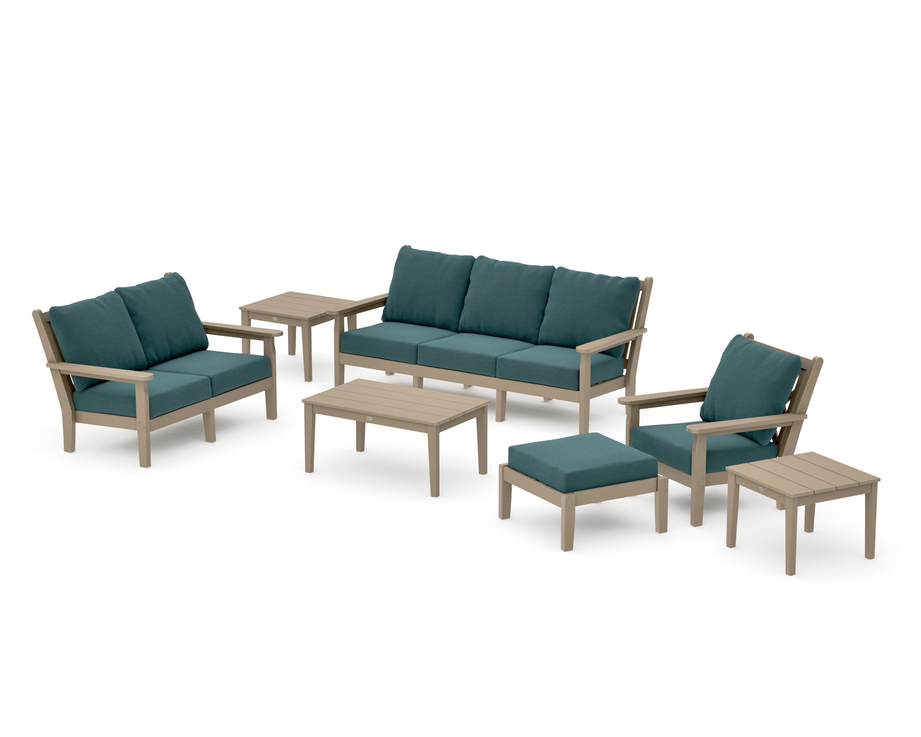 Chippendale 7-Piece Deep Seating Set in Vintage Sahara / Ocean Teal