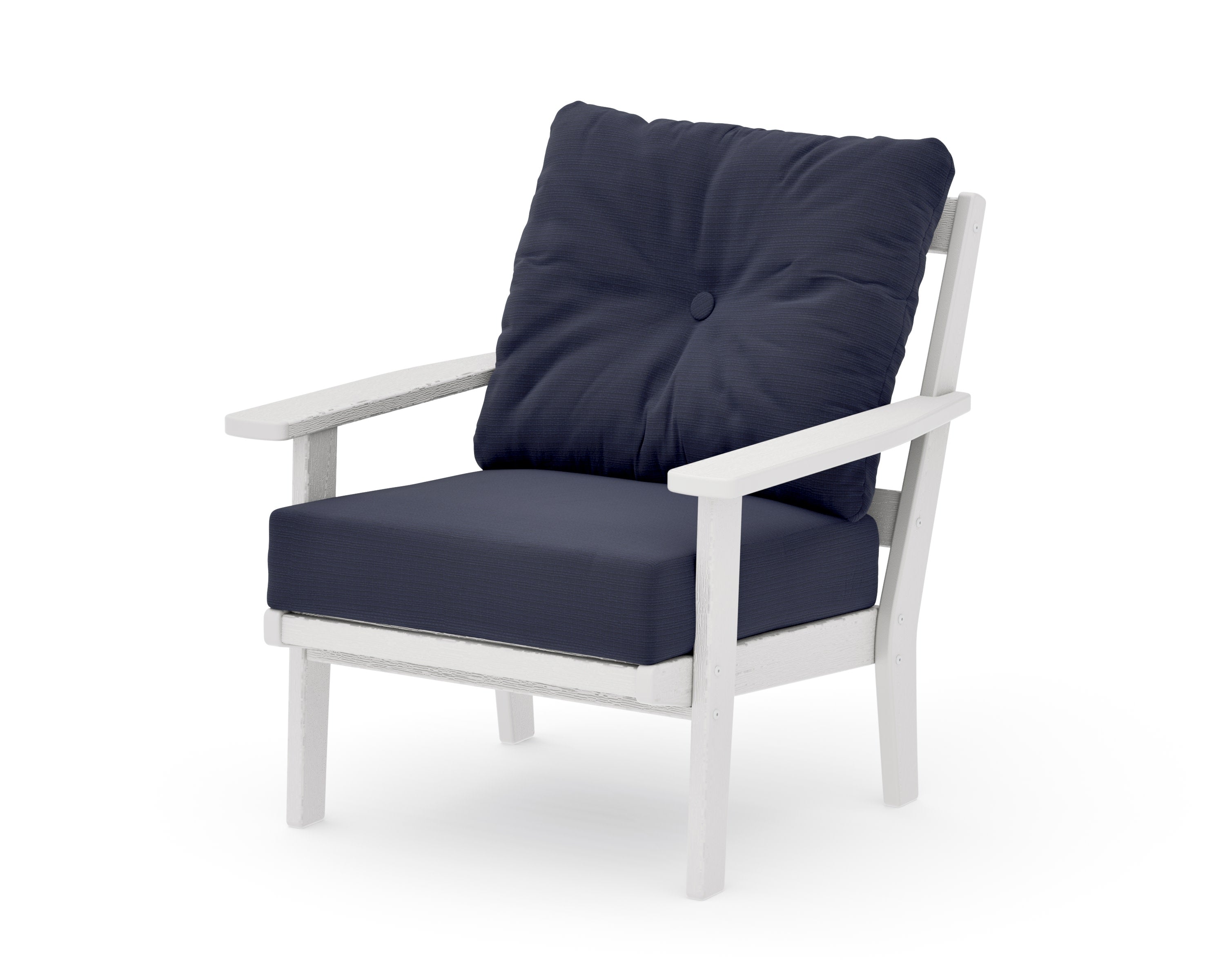 Prairie Deep Seating Chair in Vintage White / Navy Linen