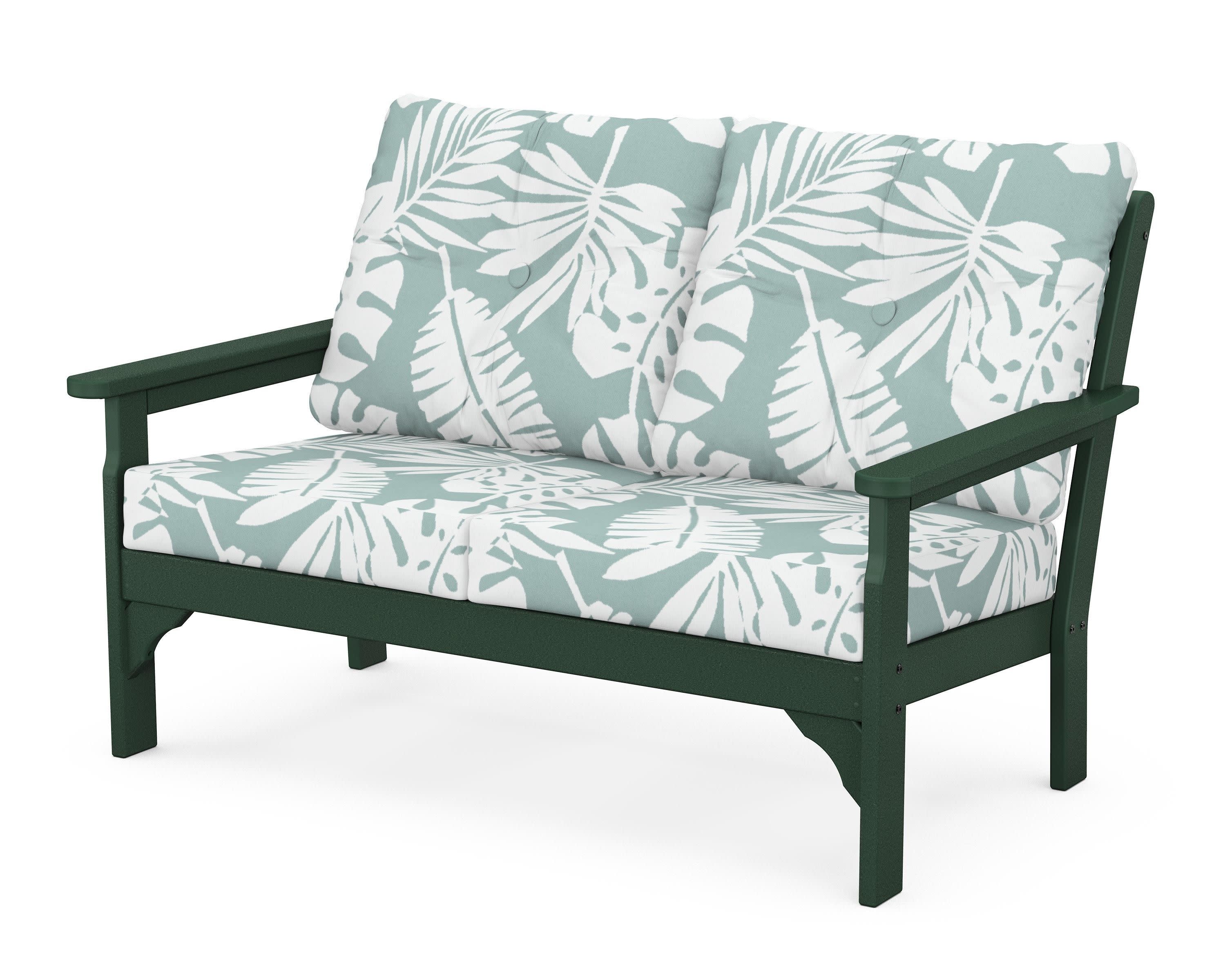 Vineyard Deep Seating Loveseat in Green / Leaf Glacier Spa