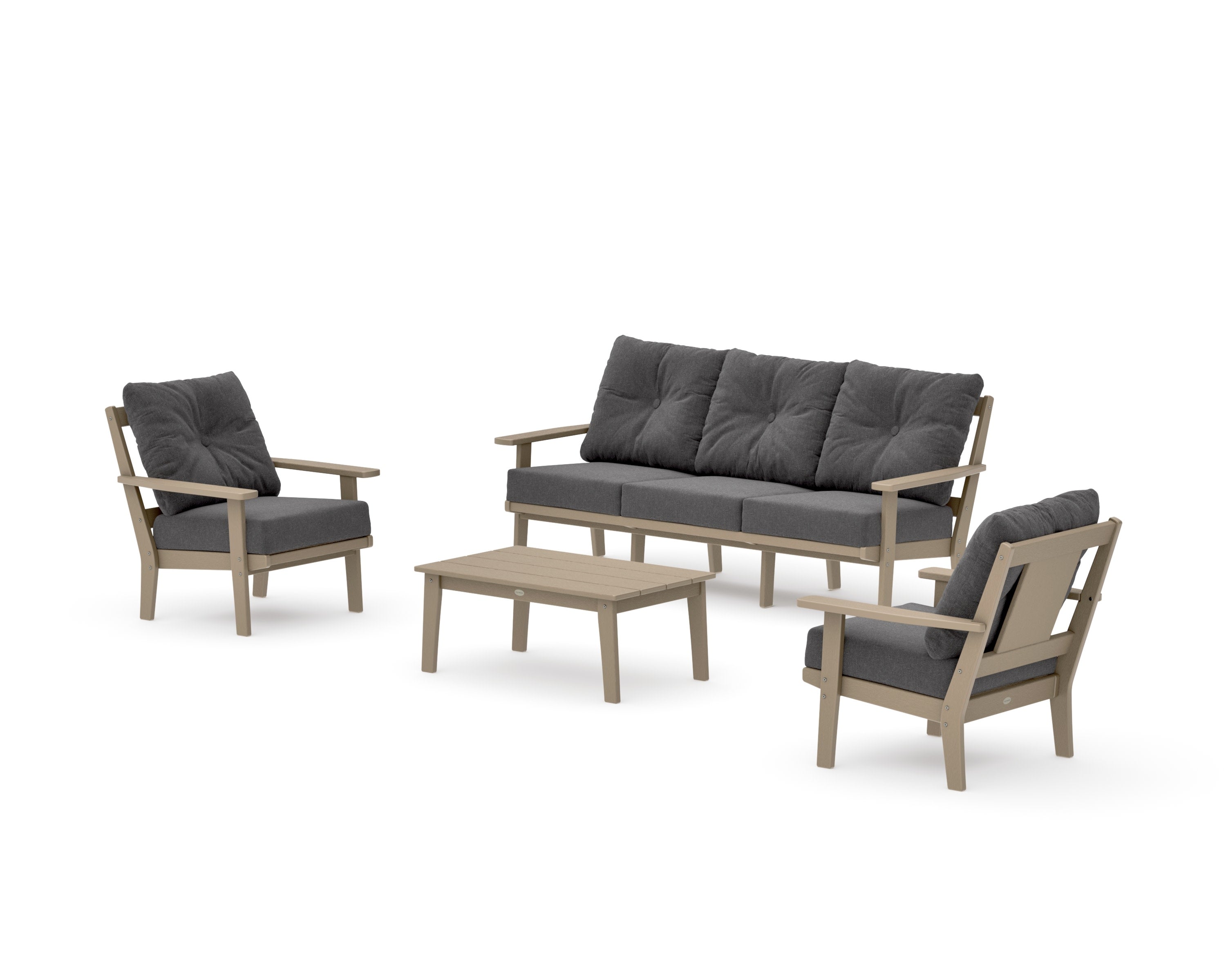 Prairie 4-Piece Deep Seating Set with Sofa in Vintage Sahara / Ash Charcoal