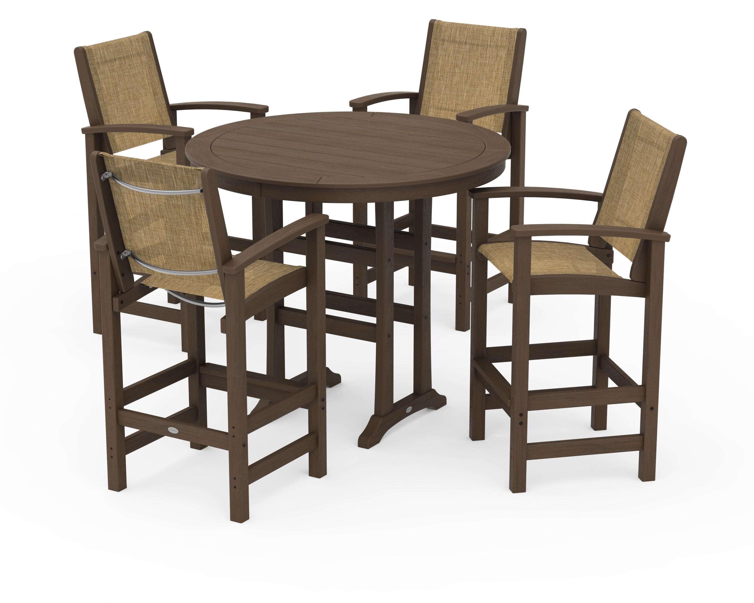 Coastal 5-Piece Nautical Trestle Bar Set in Kona / Burlap Sling