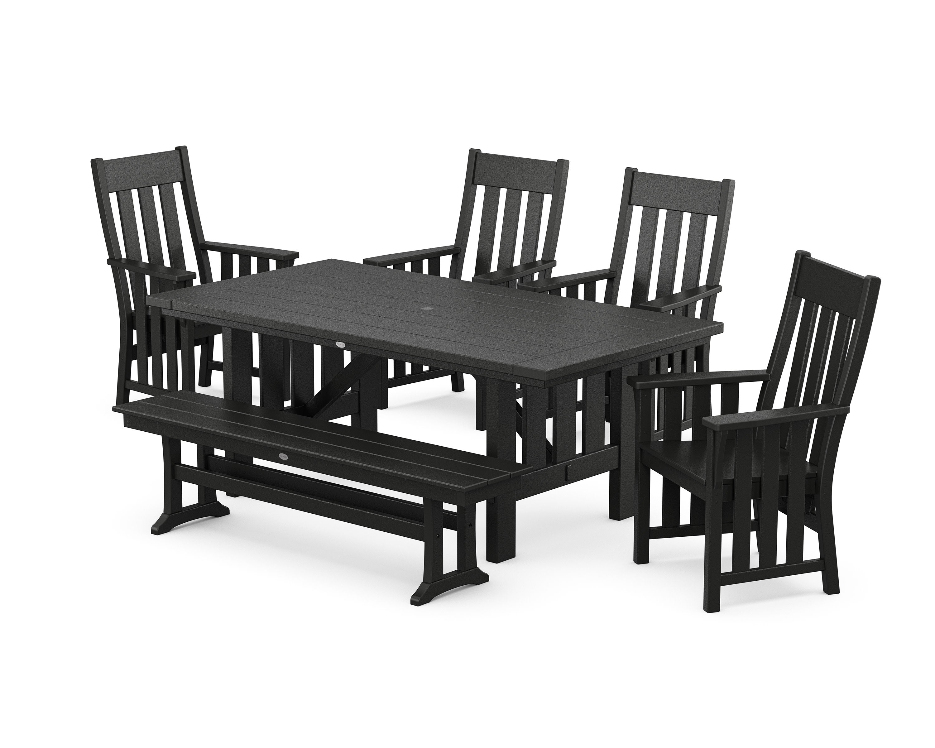 Acadia 6-Piece Dining Set with Bench in Black