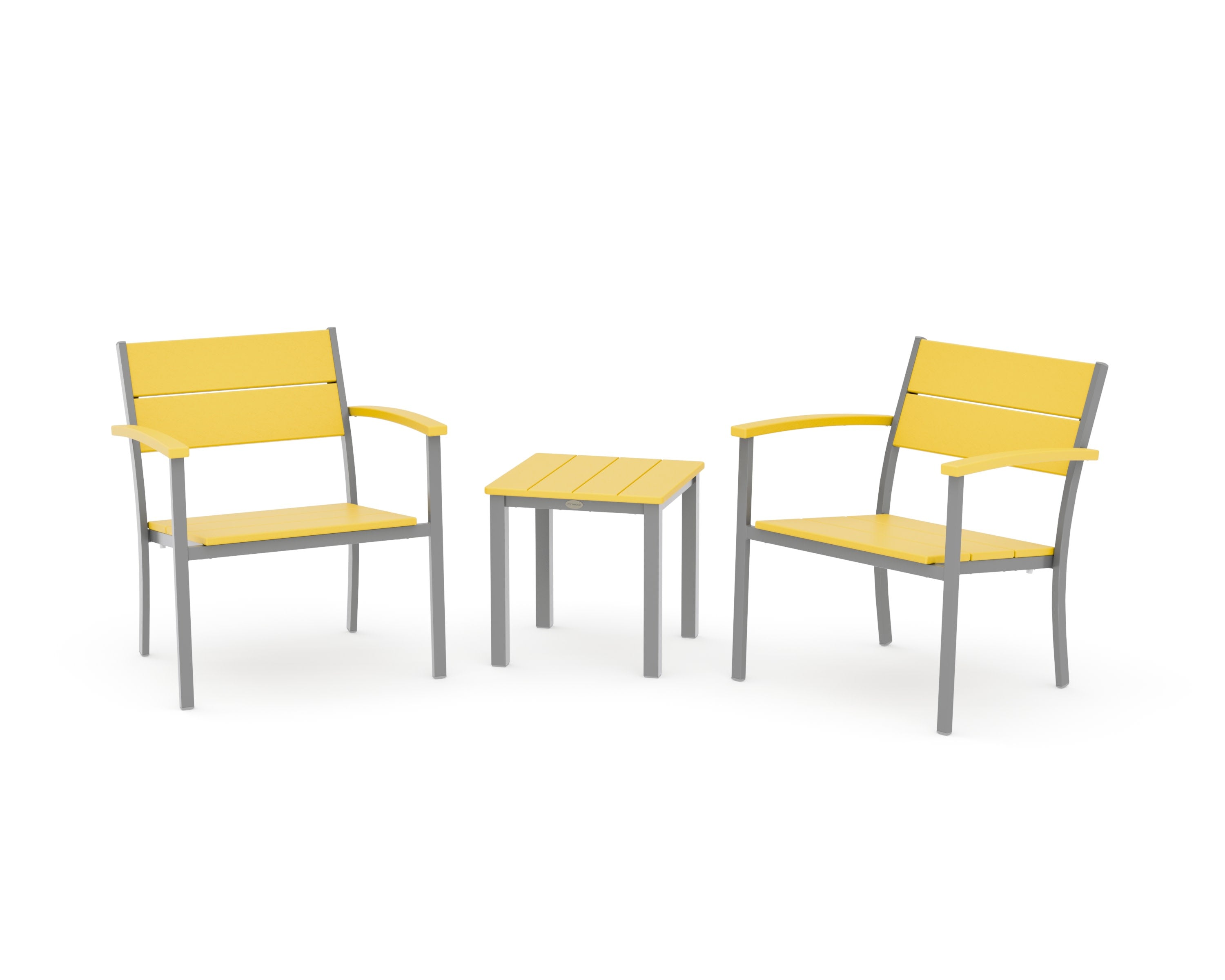 Main Street 3-Piece Lounge Chair Set in Silver / Lemon
