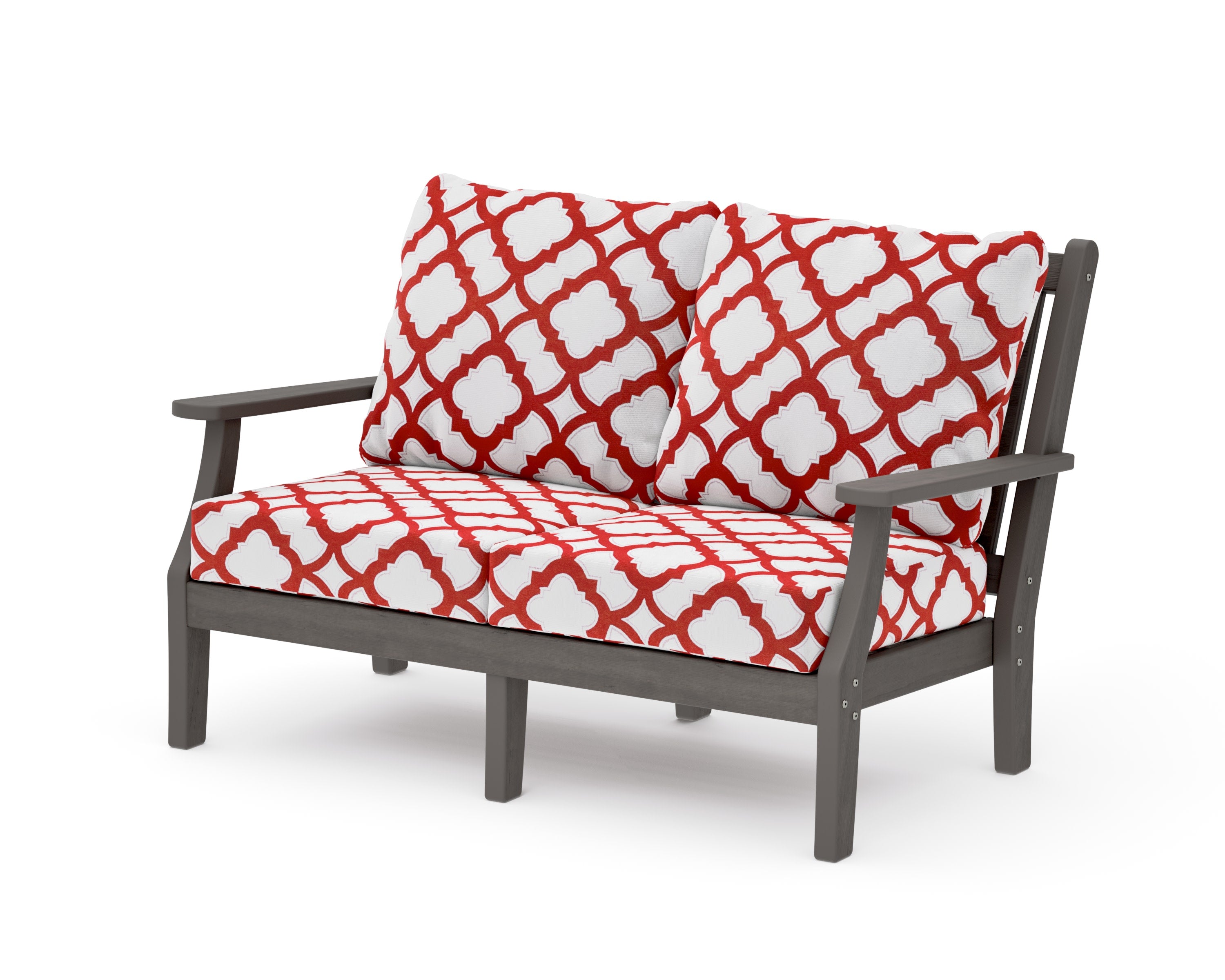 Wovendale Deep Seating Loveseat in Driftwood / Trellis Crimson